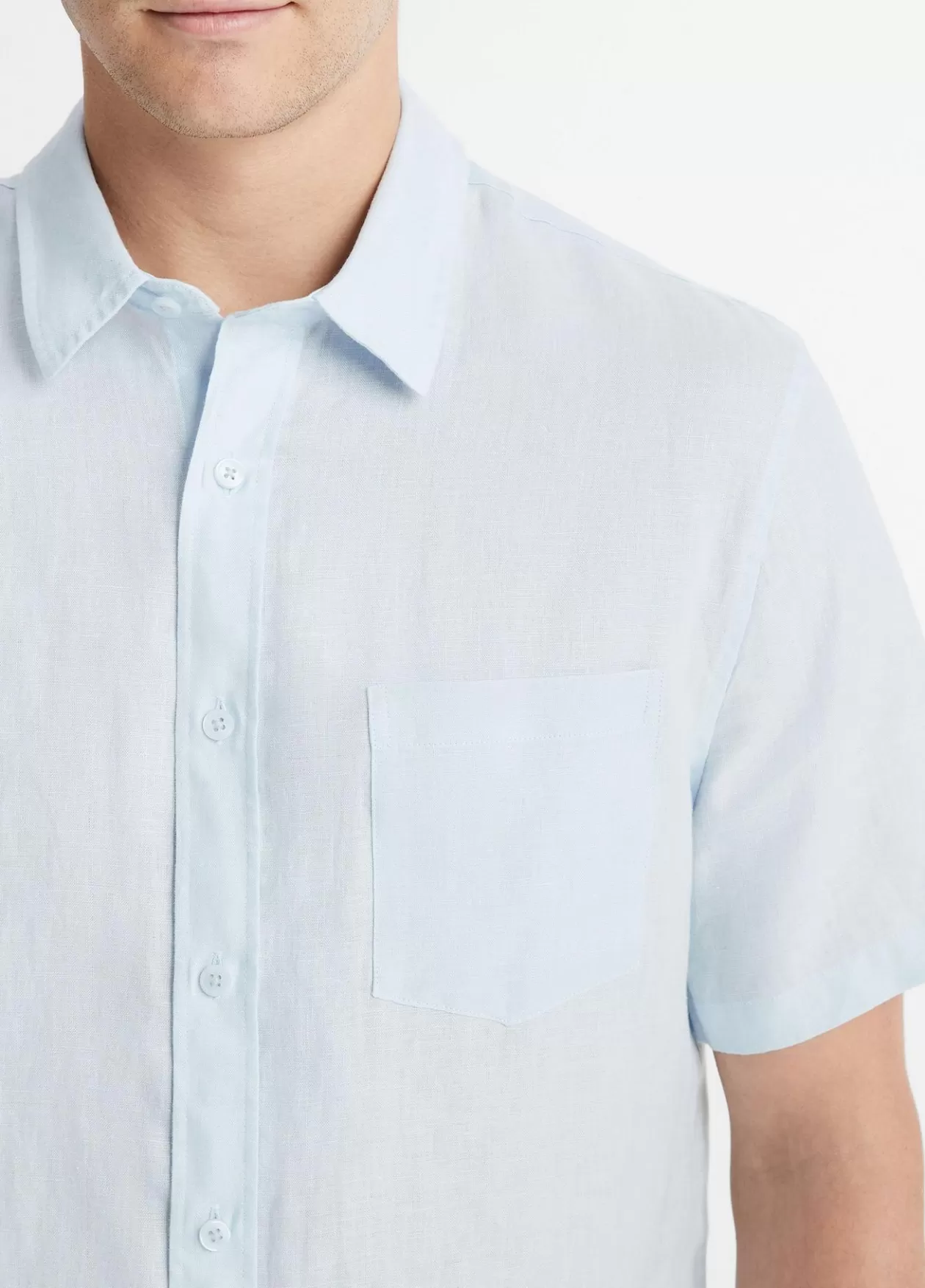 Discount Vince Linen Short-Sleeve Shirt glacier