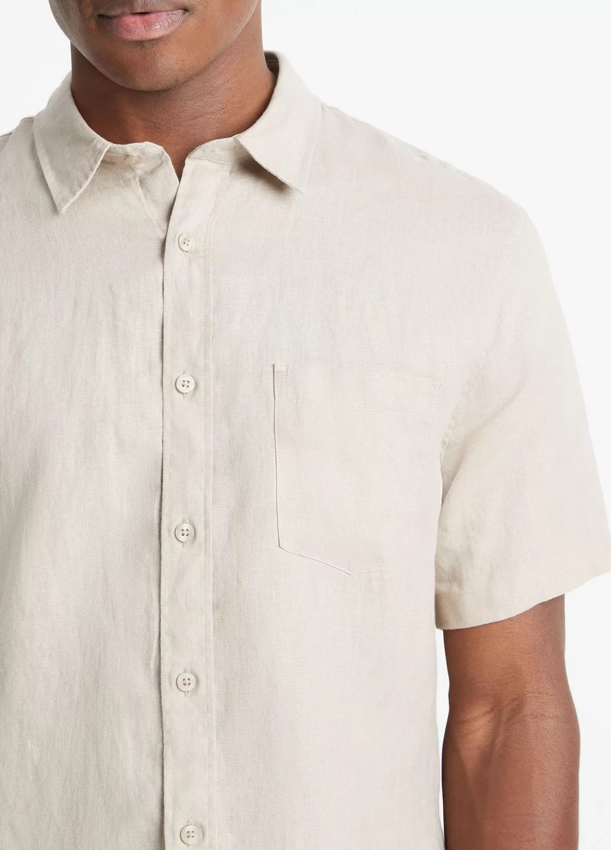 Sale Vince Linen Short-Sleeve Shirt pumice rock