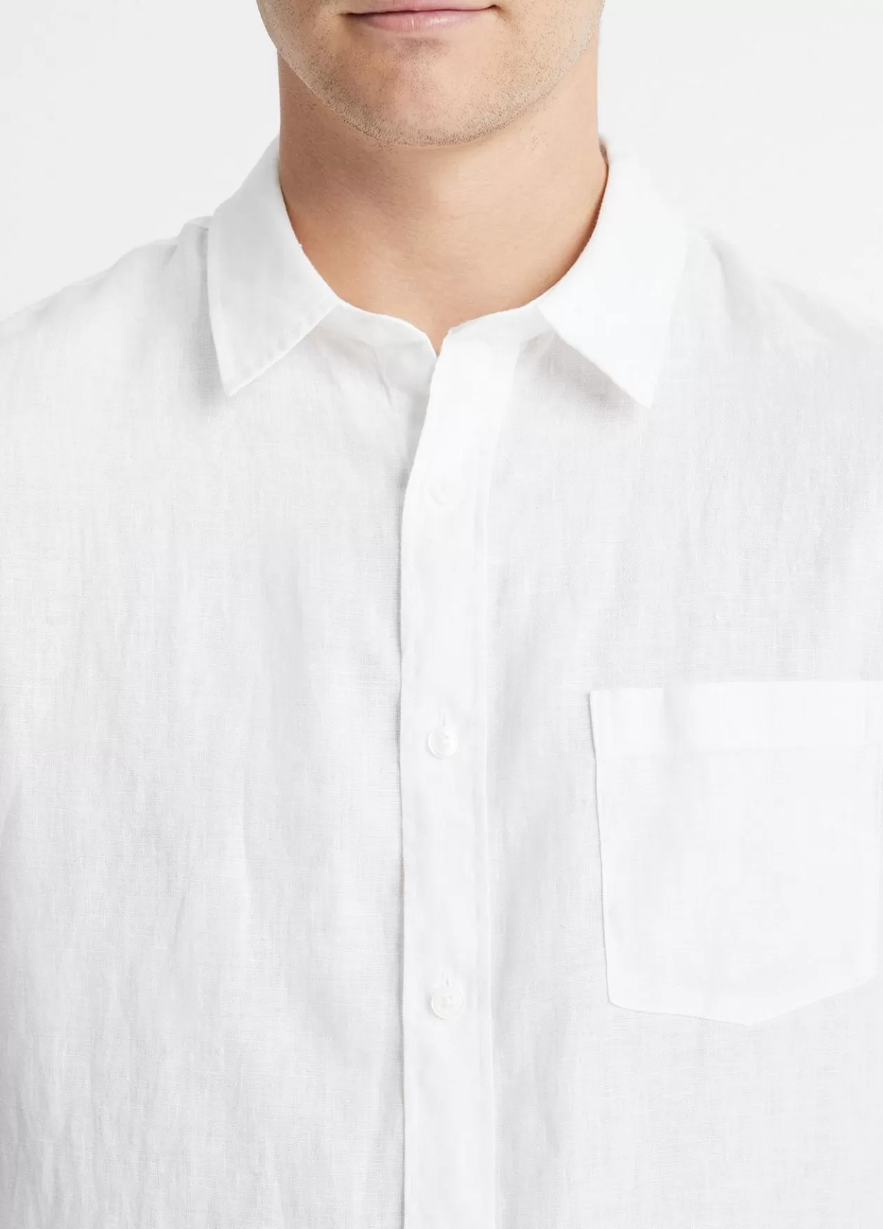 Hot Vince Linen Short-Sleeve Shirt optic white