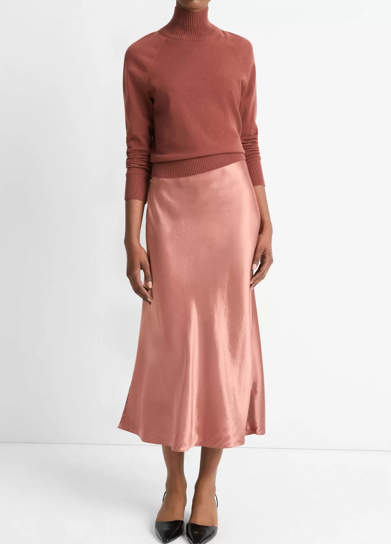 Outlet Vince Lingerie-Trim Satin Slip Skirt petal amber