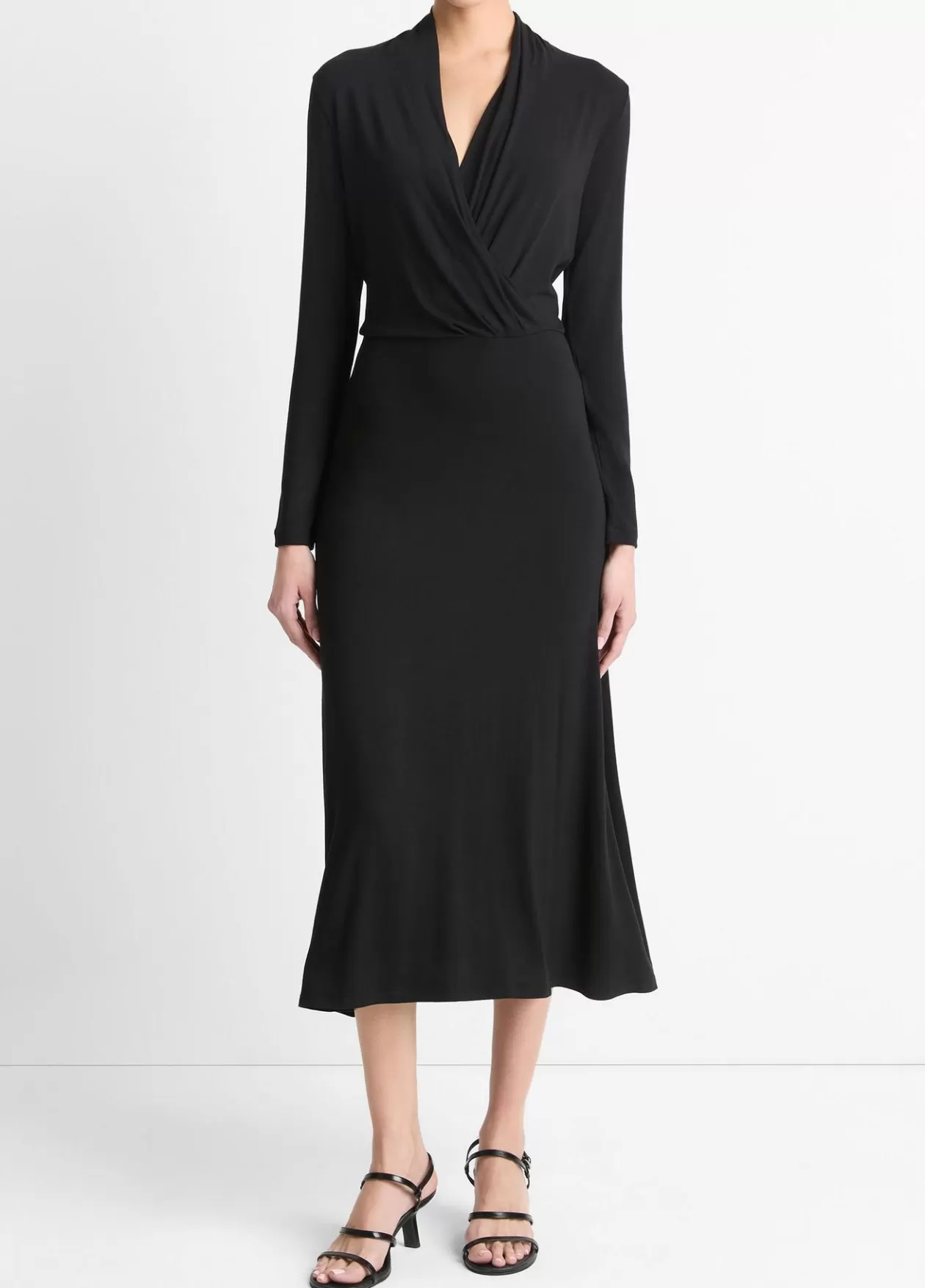 Online Vince Long-Sleeve Crossover Dress black
