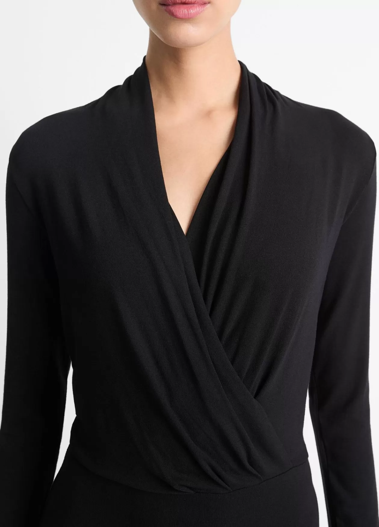 Online Vince Long-Sleeve Crossover Dress black