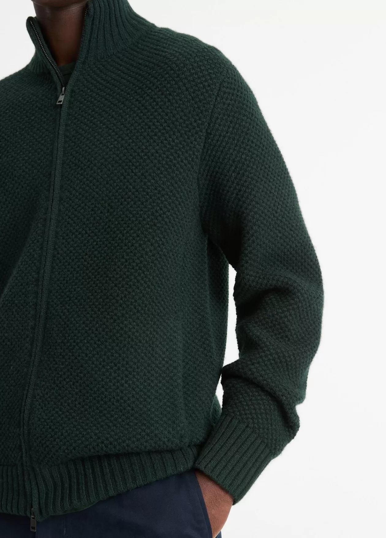 Flash Sale Vince Macro-Piqué Wool Zip-Up Sweater deep jewel