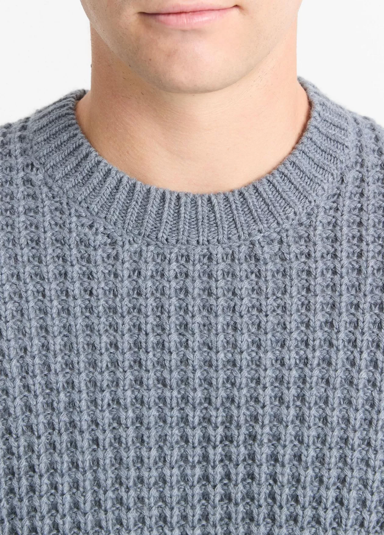 Hot Vince Macro-Waffle Crew Neck Sweater evening mist