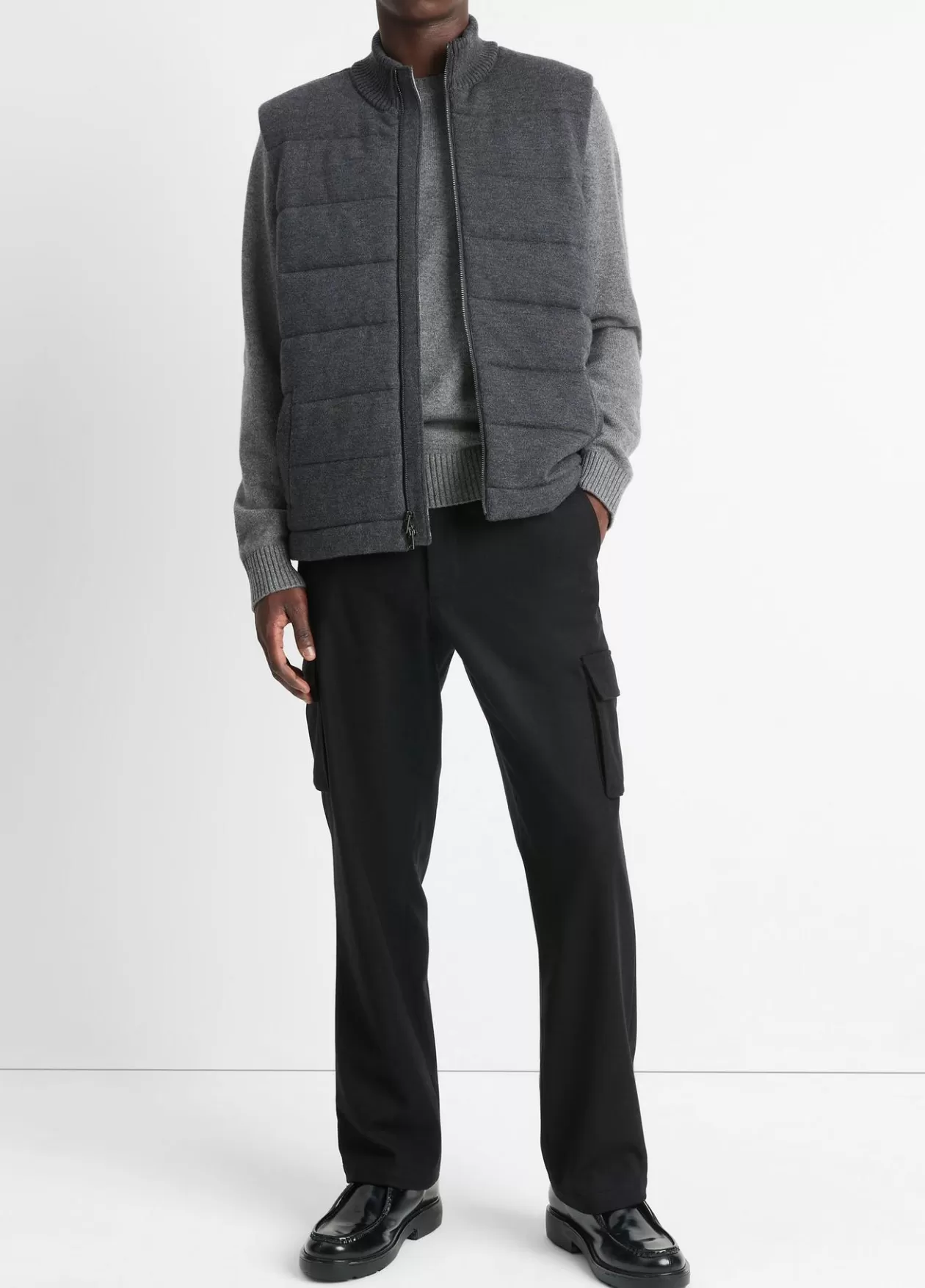 Shop Vince Merino Wool Full-Zip Vest heather carbon