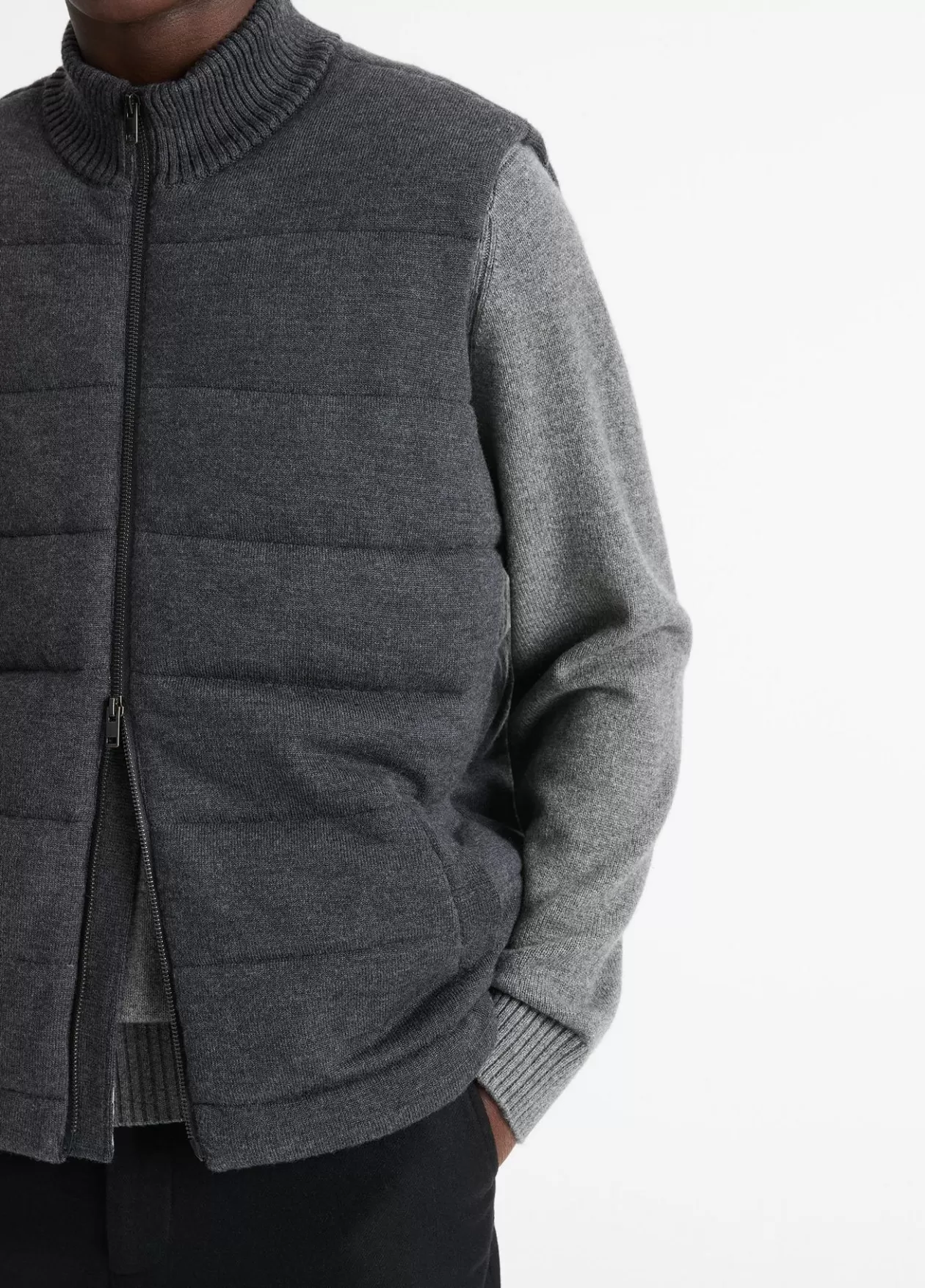 Shop Vince Merino Wool Full-Zip Vest heather carbon