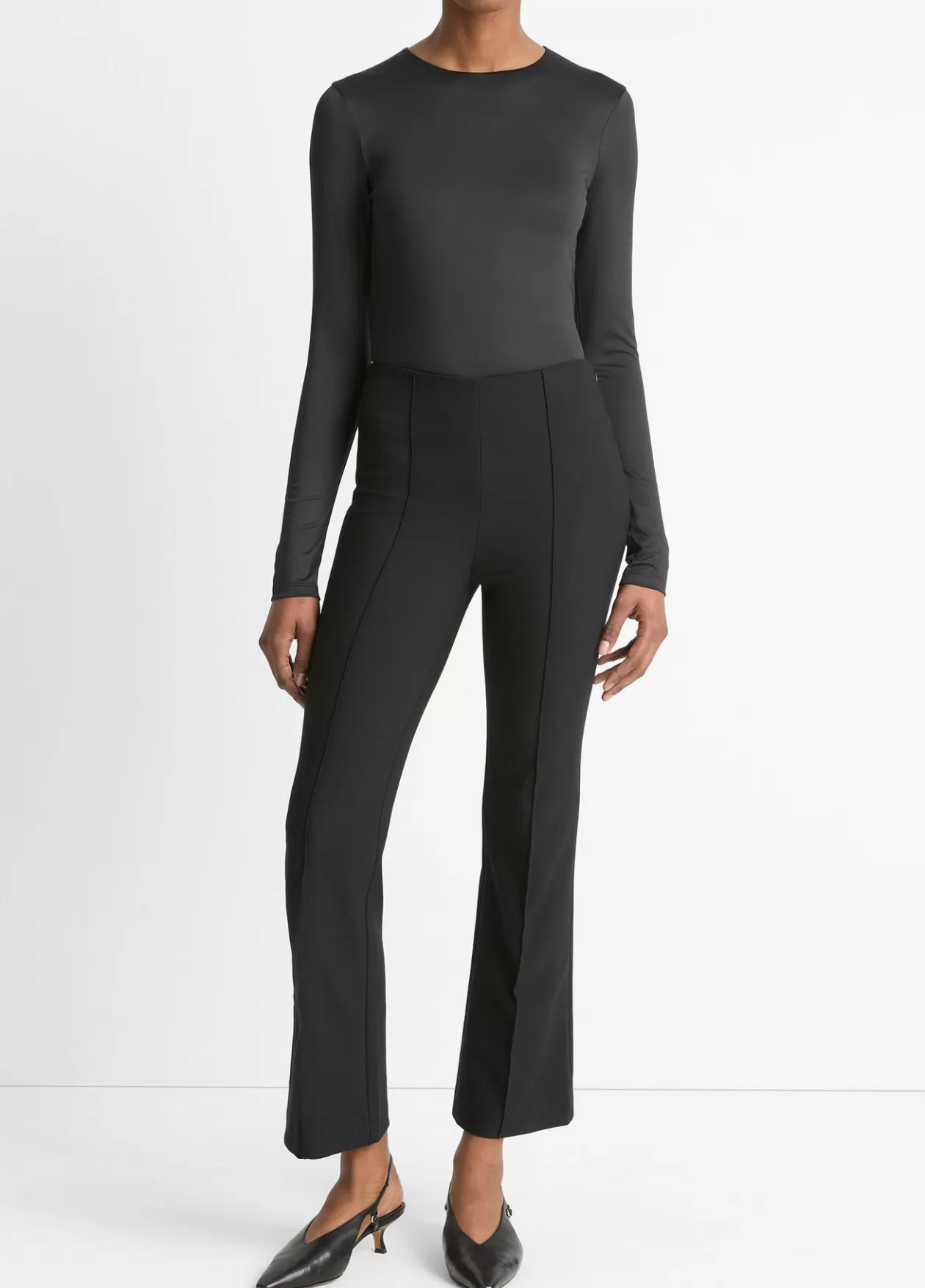 Online Vince Mid-Rise Pintuck Crop Flare Pant black
