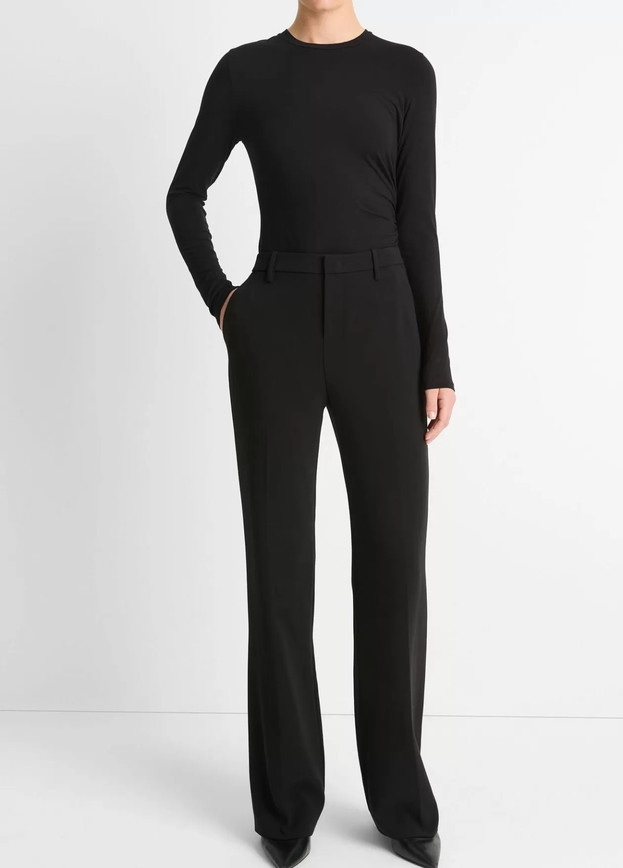 Online Vince Mid-Rise Tailored Flare Pant black