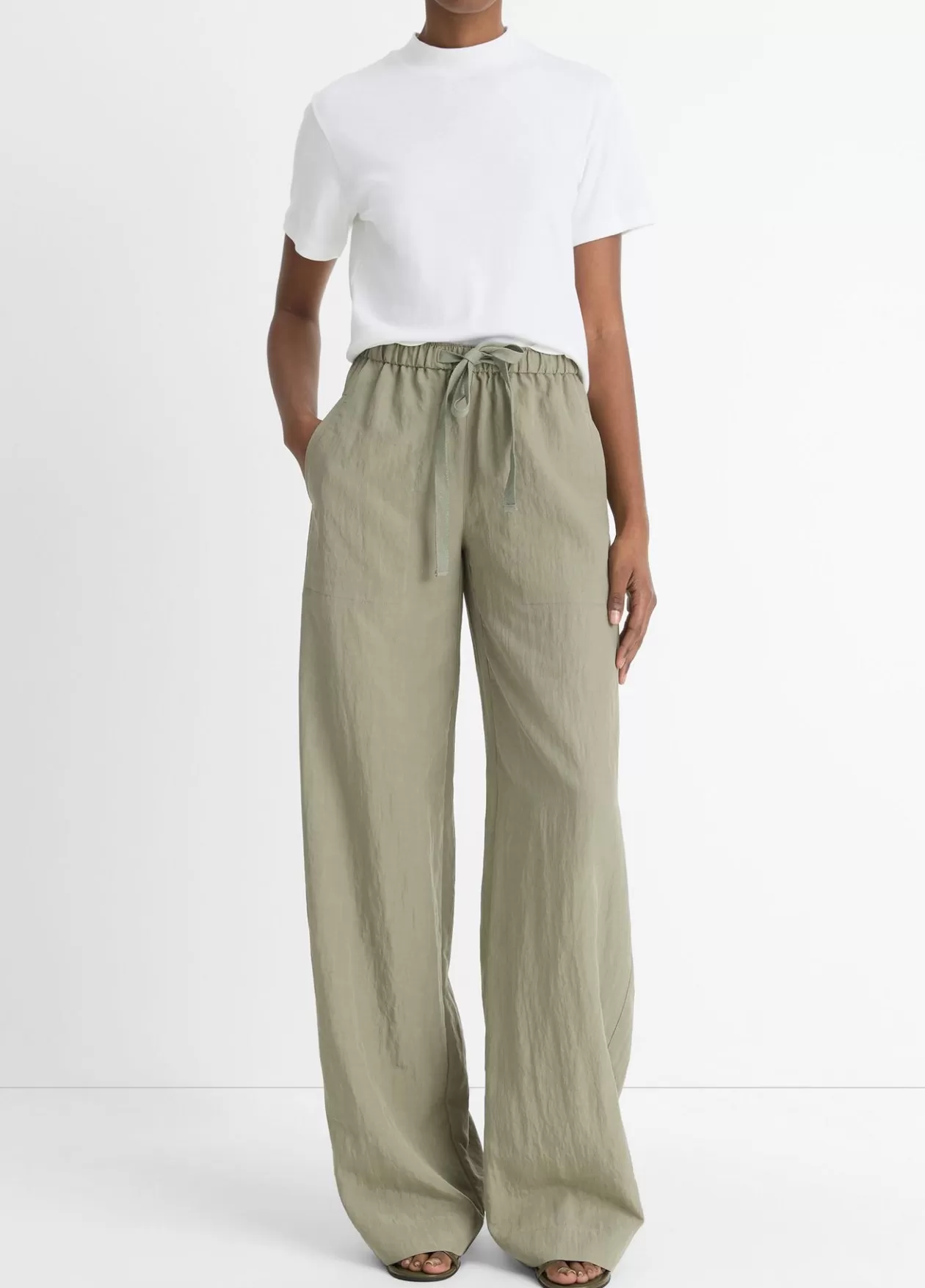 Discount Vince Mid-Rise Utility Drawstring Pant smoky moss