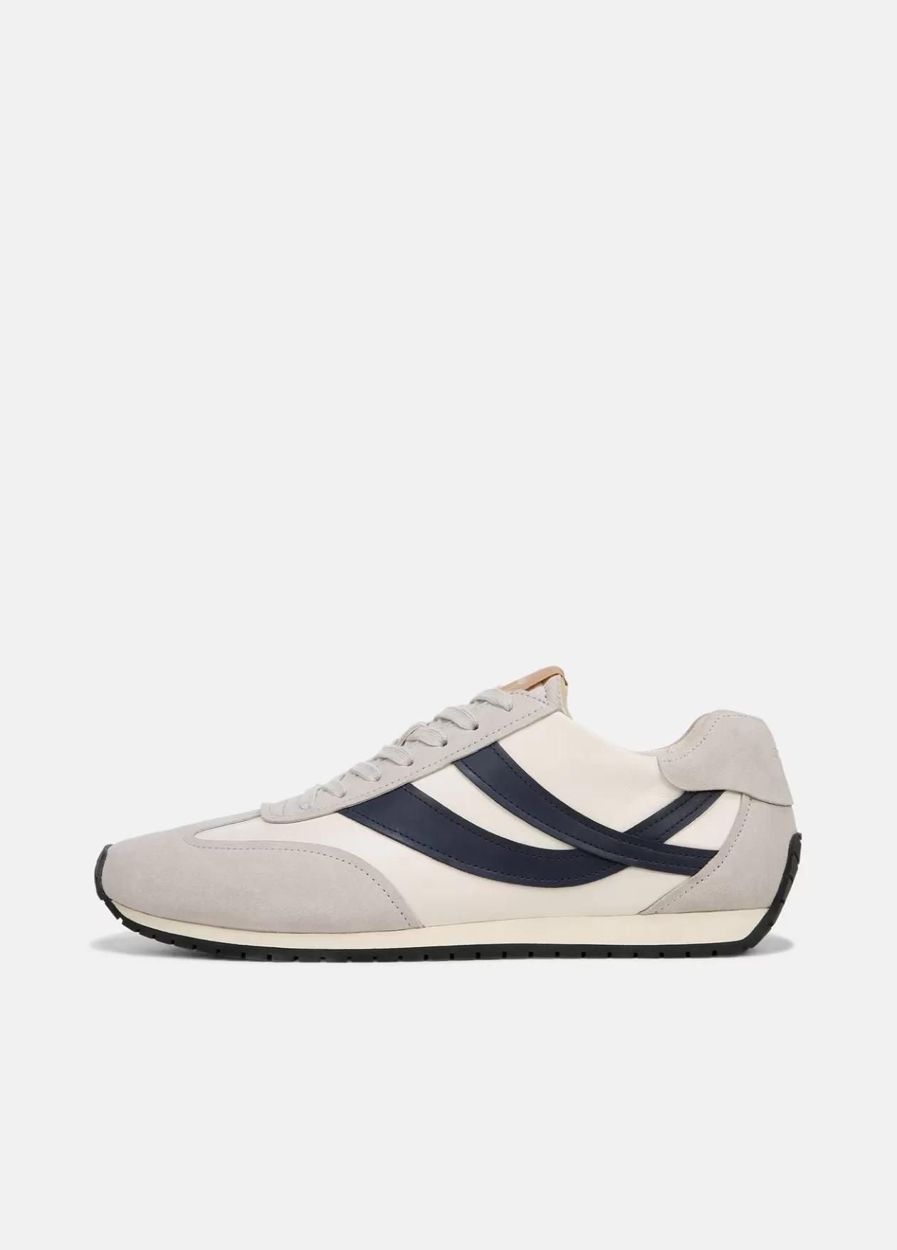 Fashion Vince Oasis Suede and Leather Runner Sneaker milk/horchata/spruce