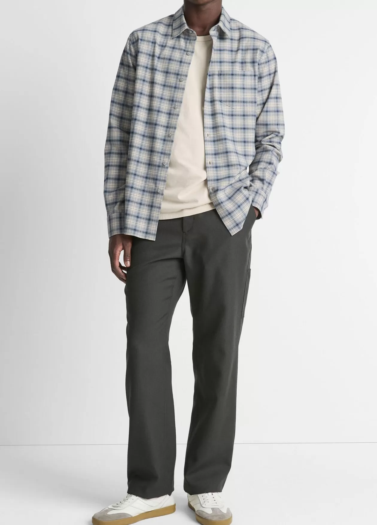 Store Vince Oceanic Plaid Shirt bright beluga blue/taupe