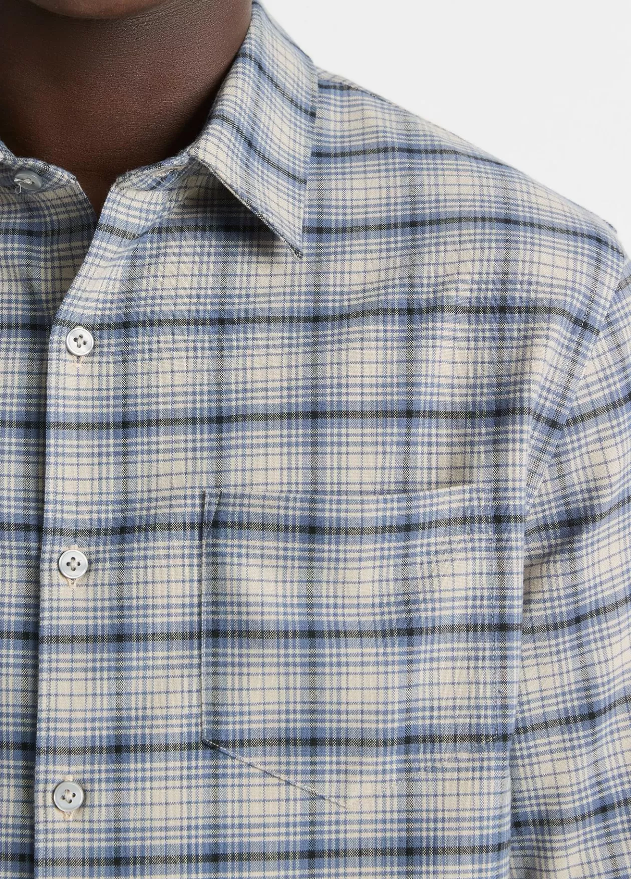 Store Vince Oceanic Plaid Shirt bright beluga blue/taupe