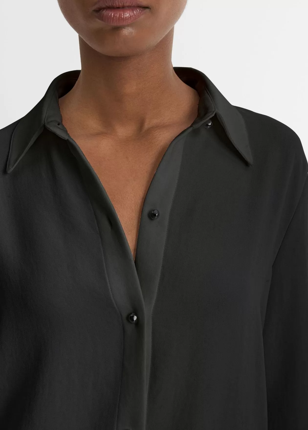 Outlet Vince Pearl-Button Long-Sleeve Shirt black