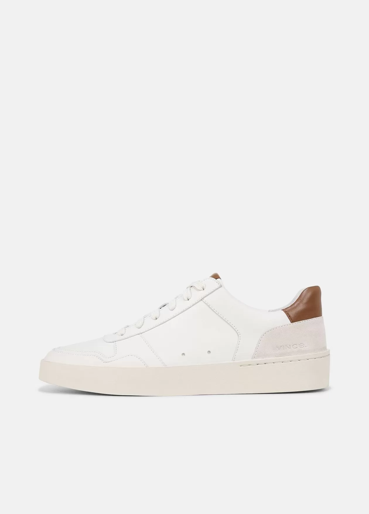 Shop Vince Peyton Leather Lace-Up Sneaker chalk white