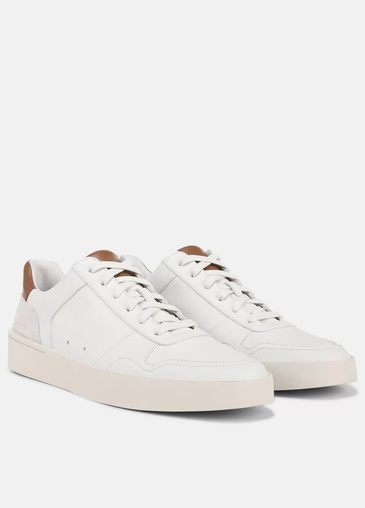 Shop Vince Peyton Leather Lace-Up Sneaker chalk white