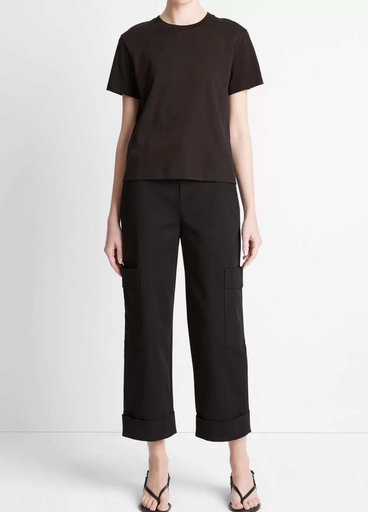 Cheap Vince Pima Cotton Crew Neck T-Shirt black