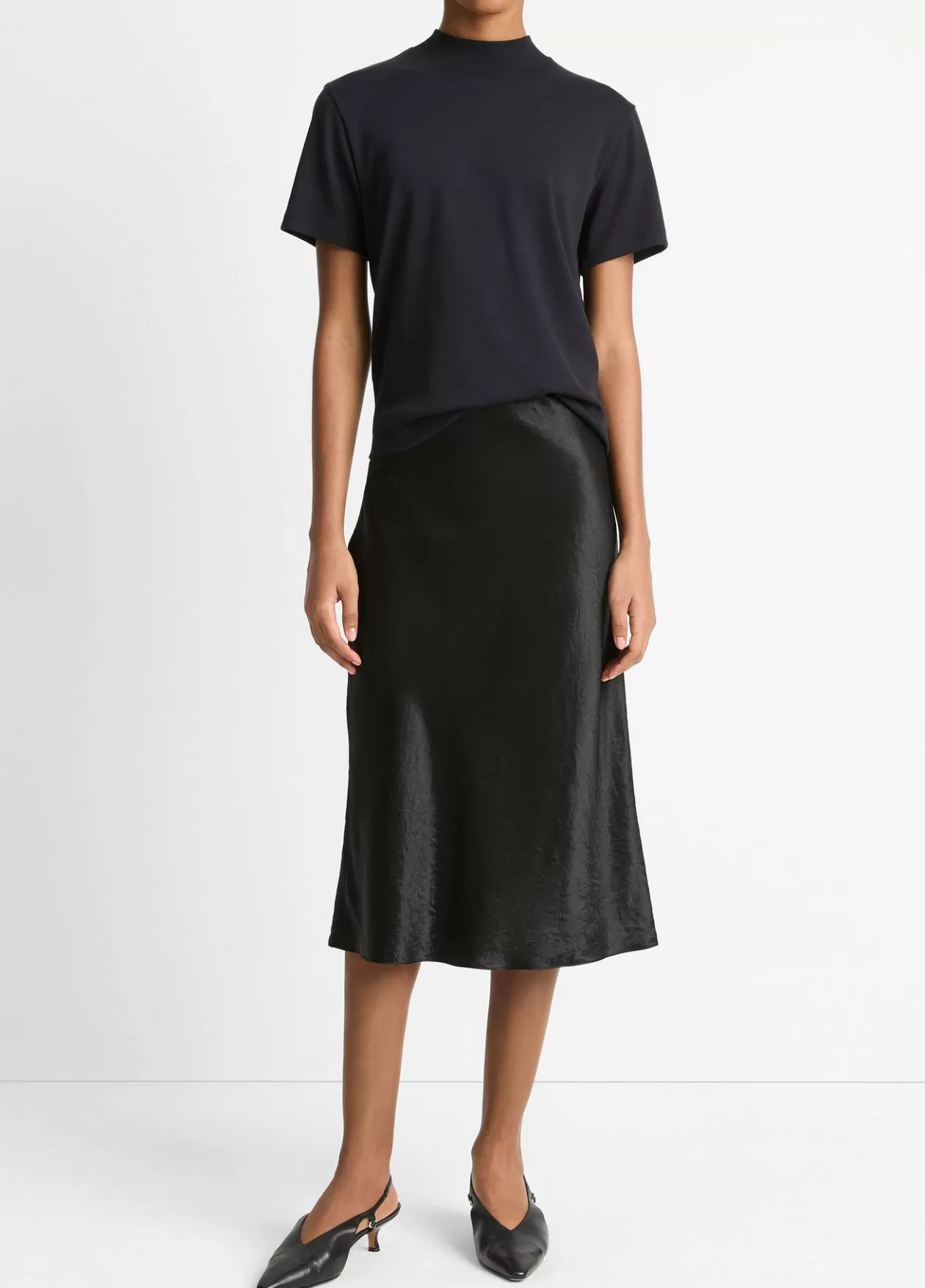 Cheap Vince Pima Cotton Mock-Neck T-Shirt coastal blue