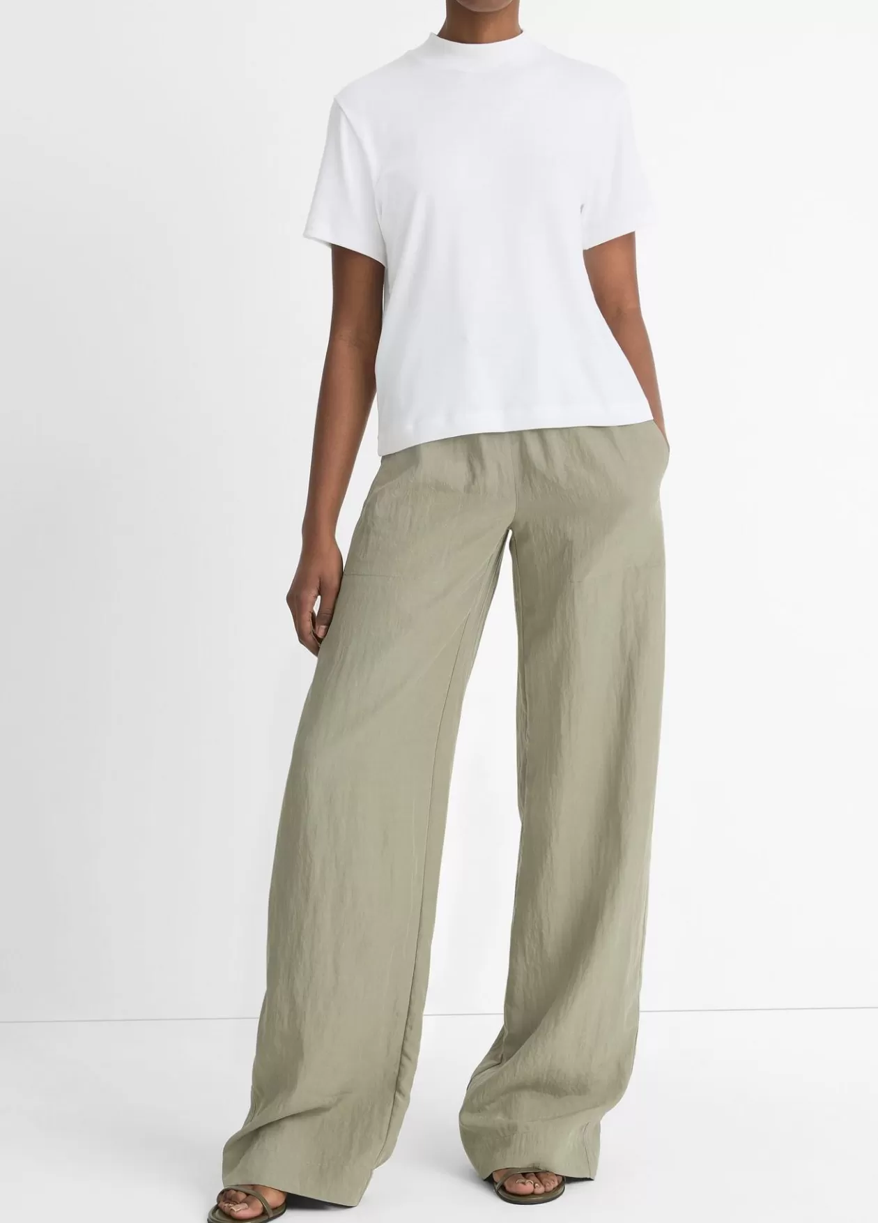 Online Vince Pima Cotton Mock-Neck T-Shirt optic white