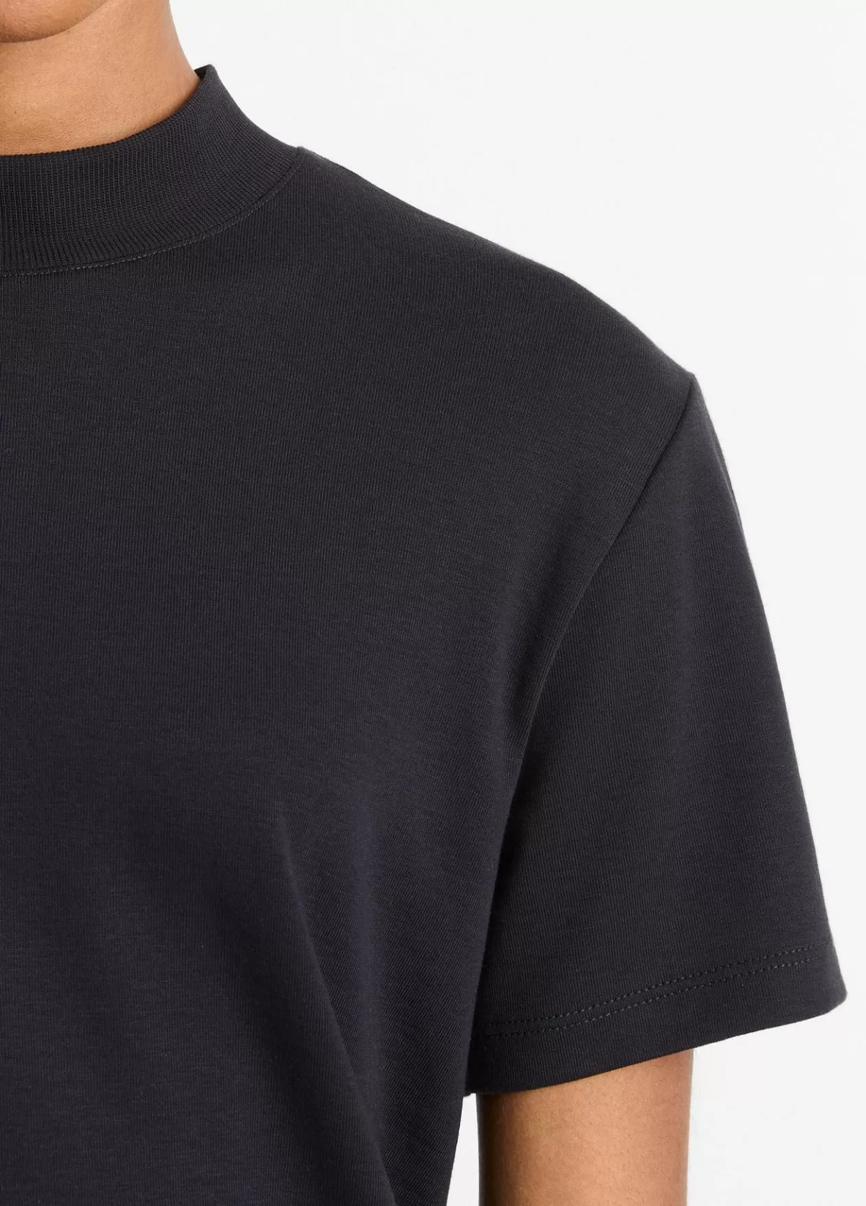 Cheap Vince Pima Cotton Mock-Neck T-Shirt coastal blue