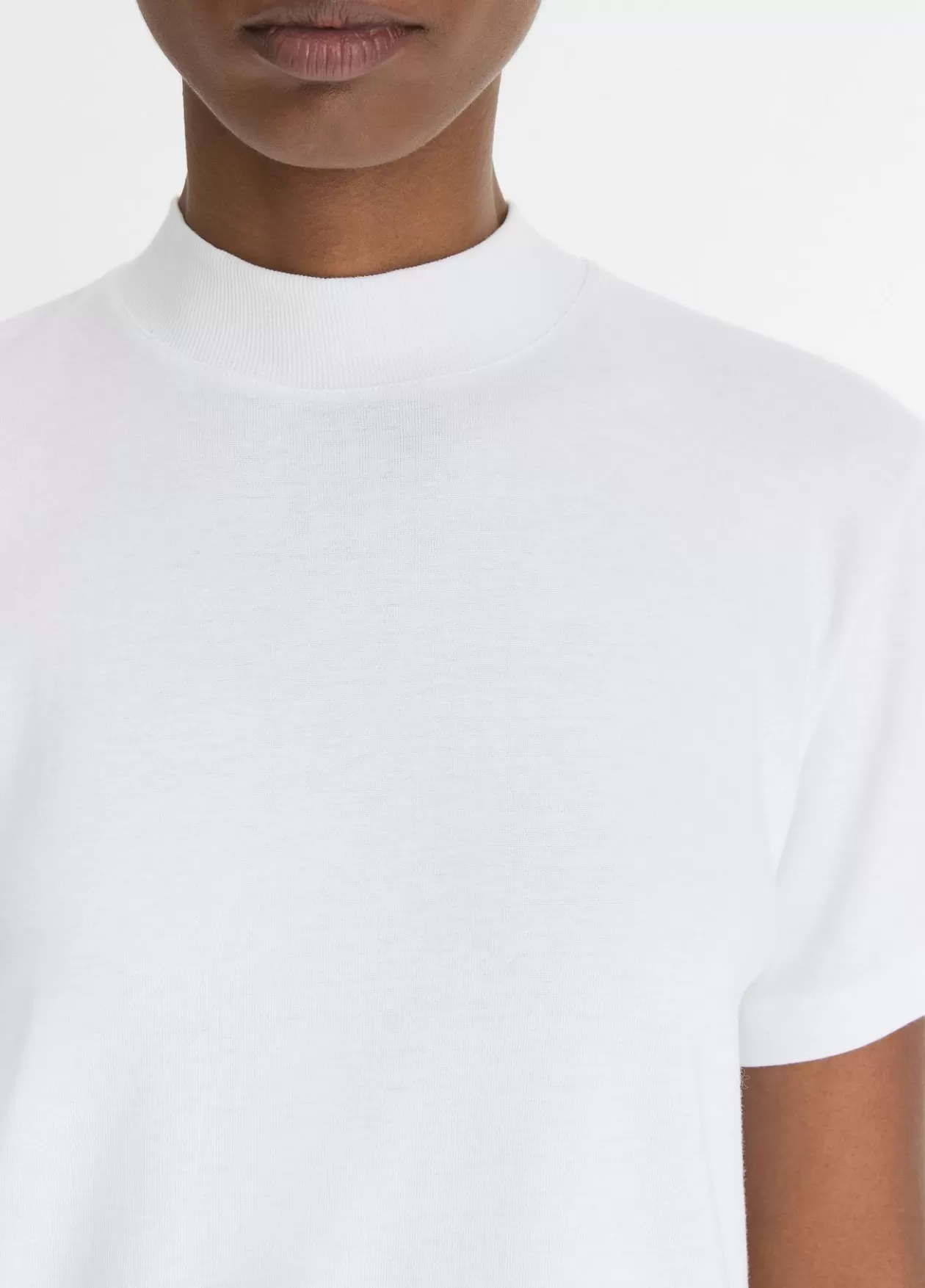 Online Vince Pima Cotton Mock-Neck T-Shirt optic white