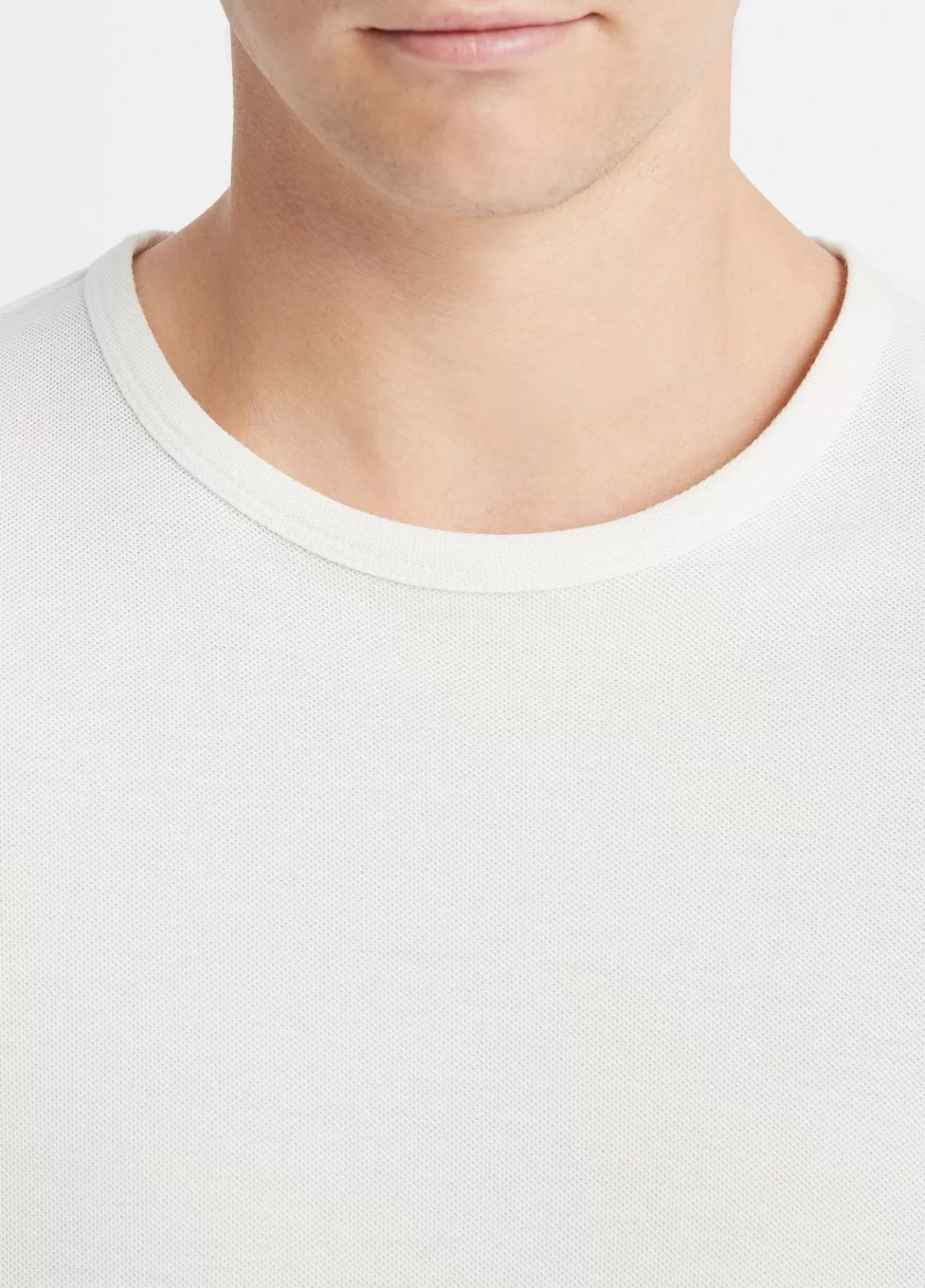 Hot Vince Pima Cotton Piqué Crew Neck T-Shirt alabaster