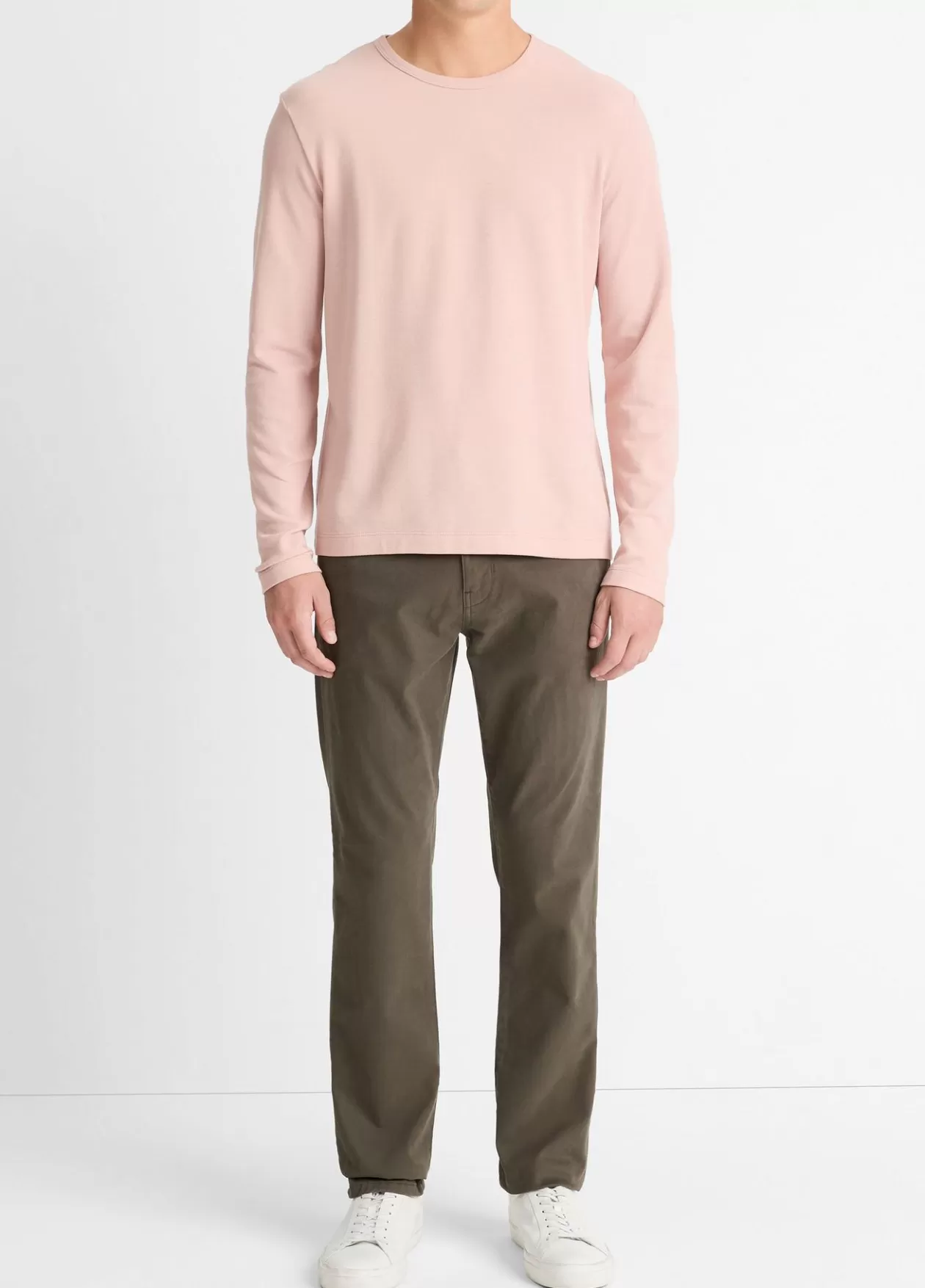 Online Vince Pima Cotton Piqué Long-Sleeve T-Shirt pink haze