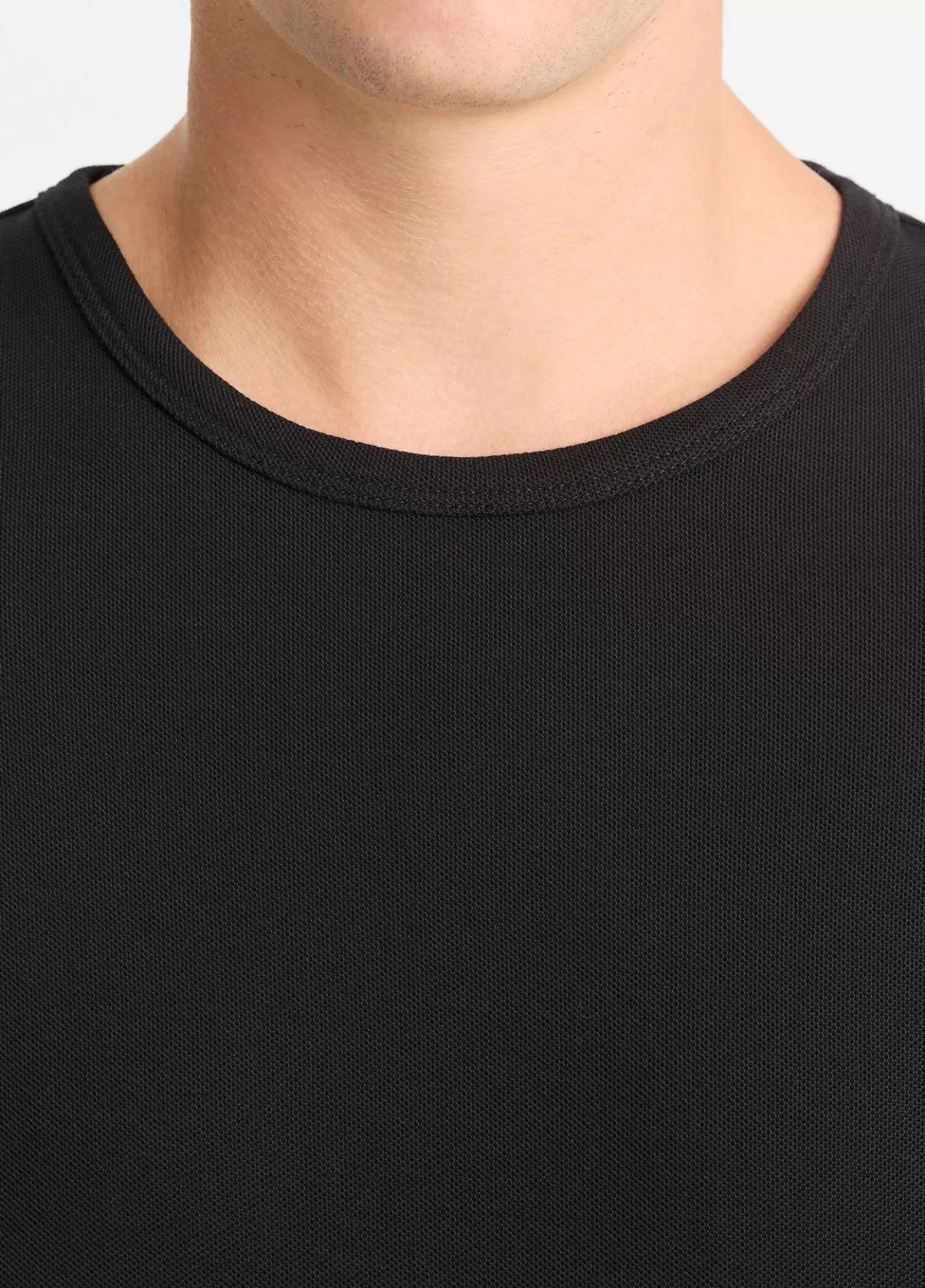 New Vince Pima Cotton Piqué Long-Sleeve T-Shirt black