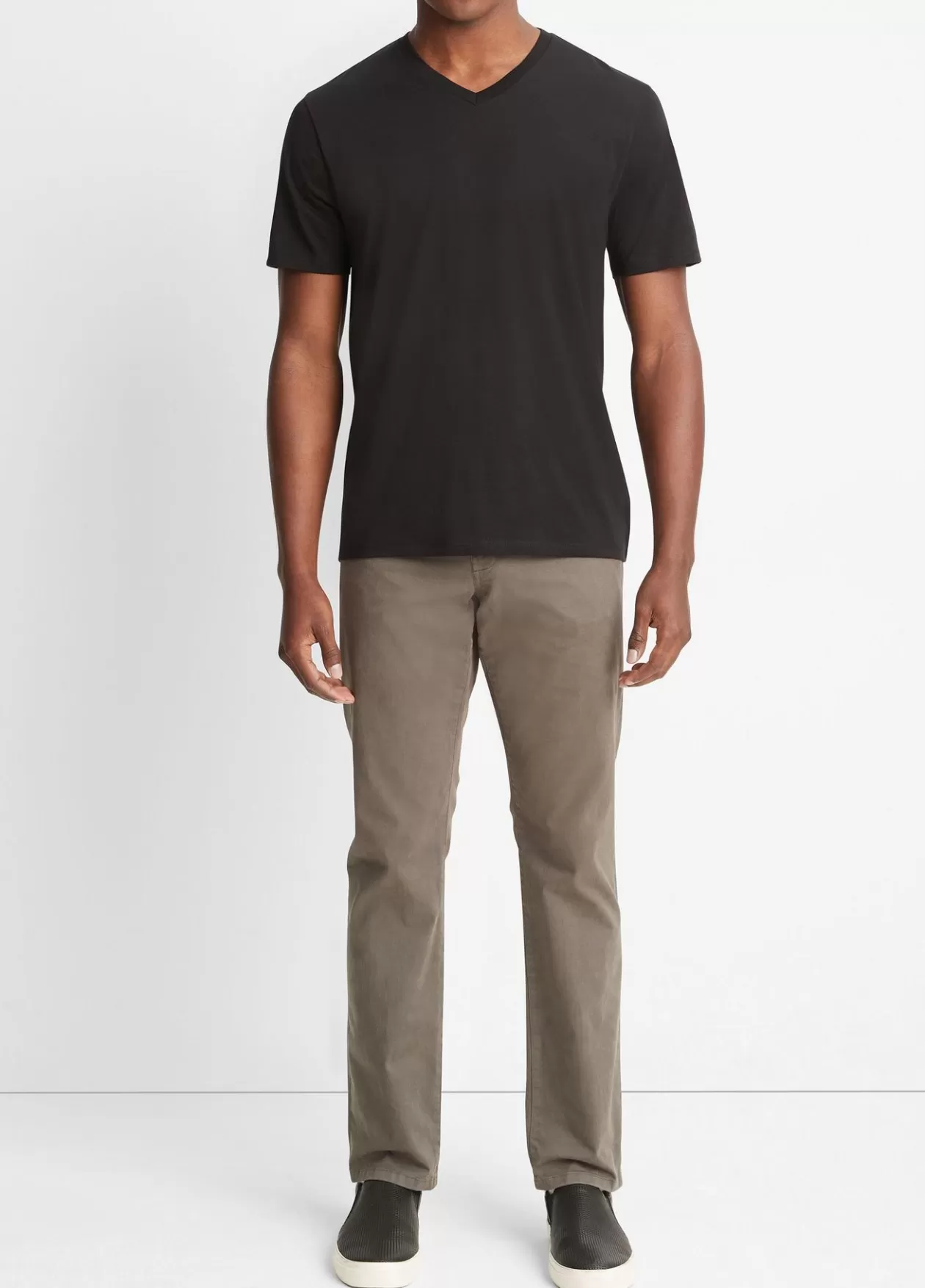 Sale Vince Pima Cotton V-Neck T-Shirt black