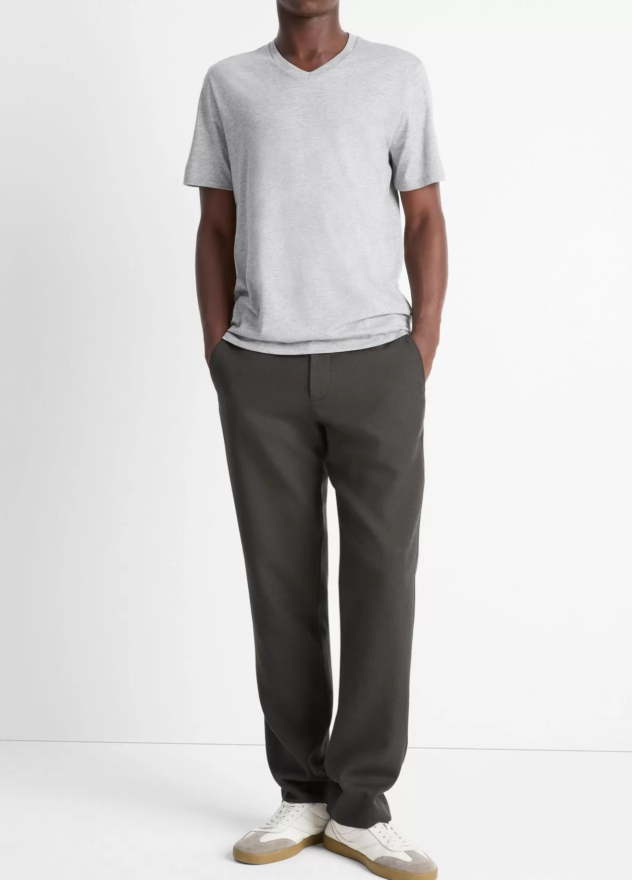 Online Vince Pima Cotton V-Neck T-Shirt heather steel