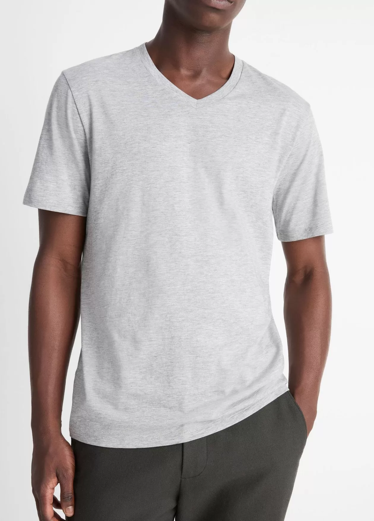 Online Vince Pima Cotton V-Neck T-Shirt heather steel