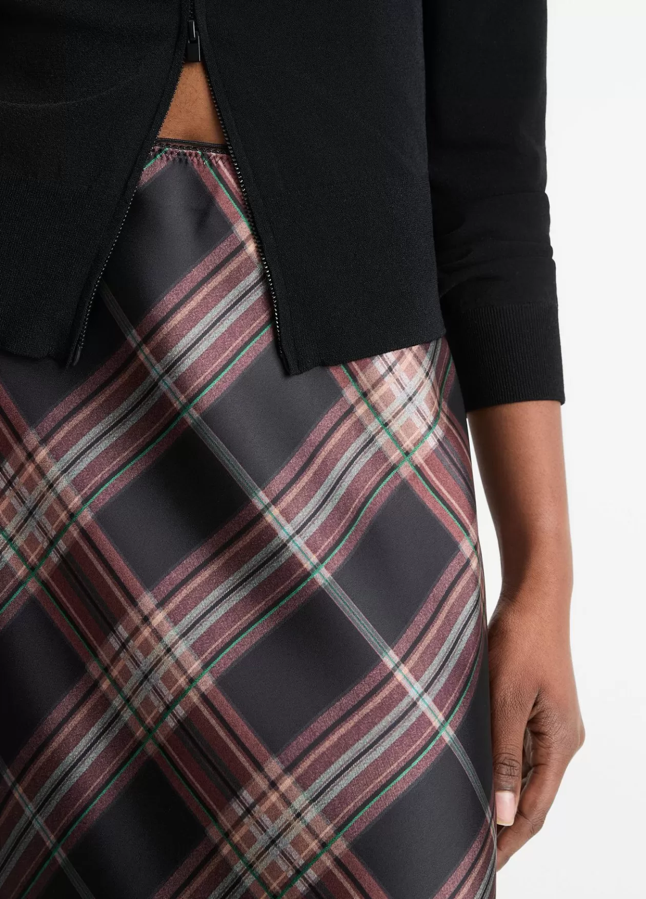 Flash Sale Vince Plaid Satin Slip Skirt vintage petal