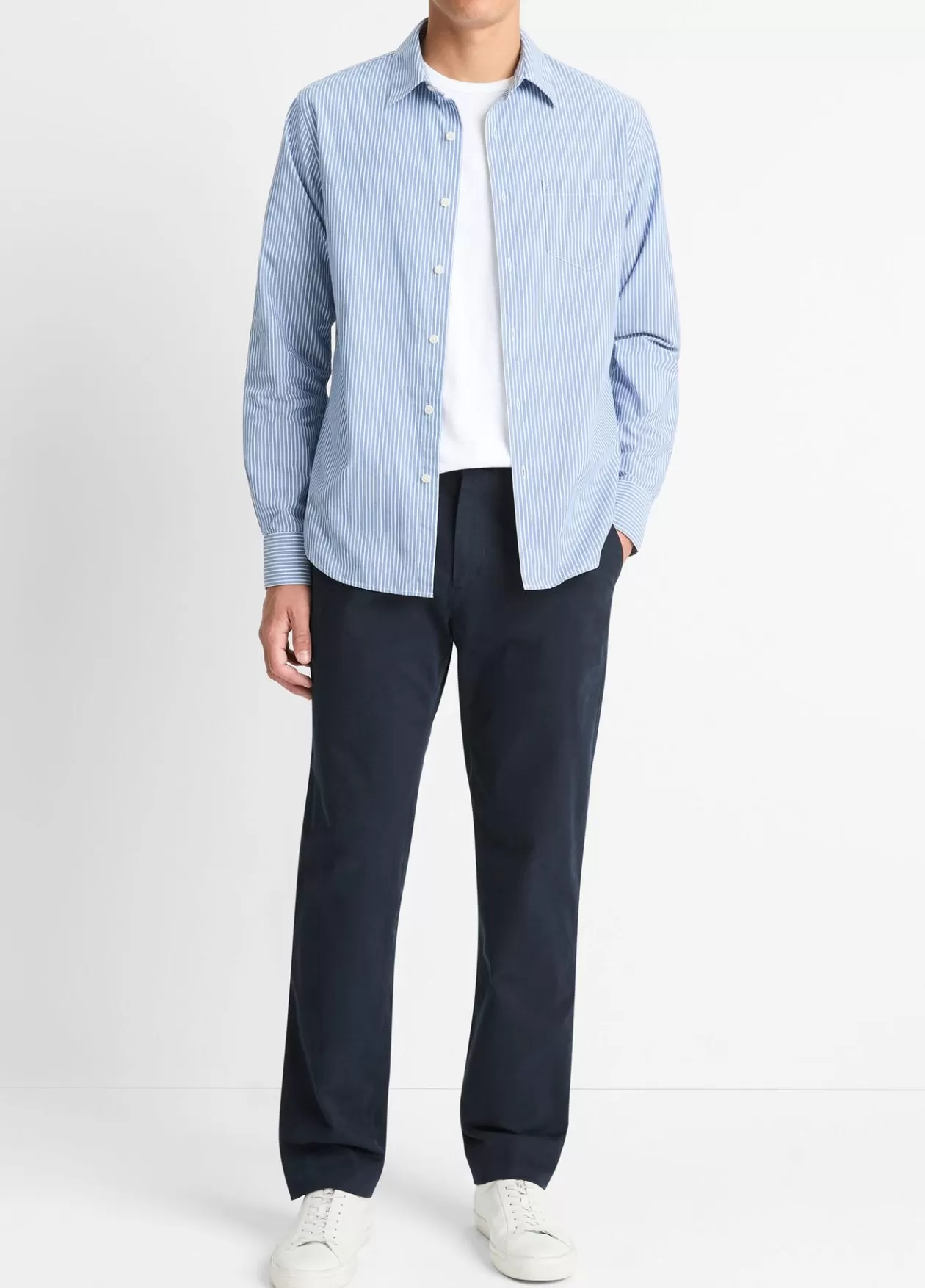 Online Vince Playa Cotton Poplin Stripe Shirt beluga blue combo