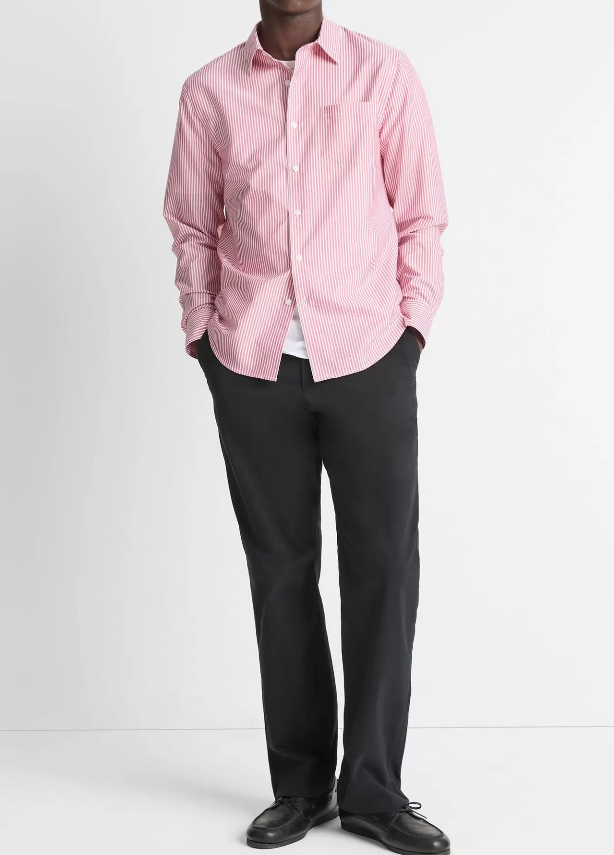 Store Vince Playa Cotton Poplin Stripe Shirt vermouth combo