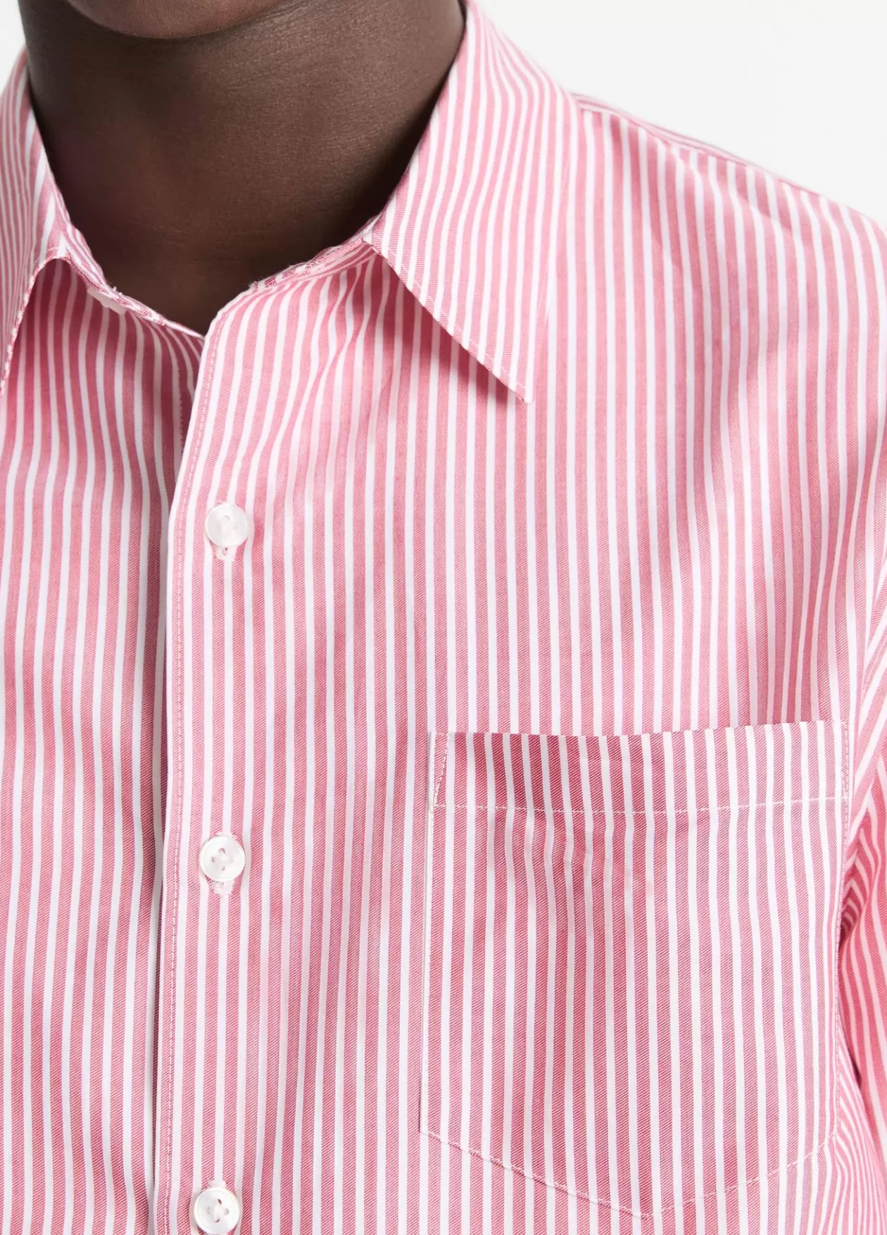 Store Vince Playa Cotton Poplin Stripe Shirt vermouth combo