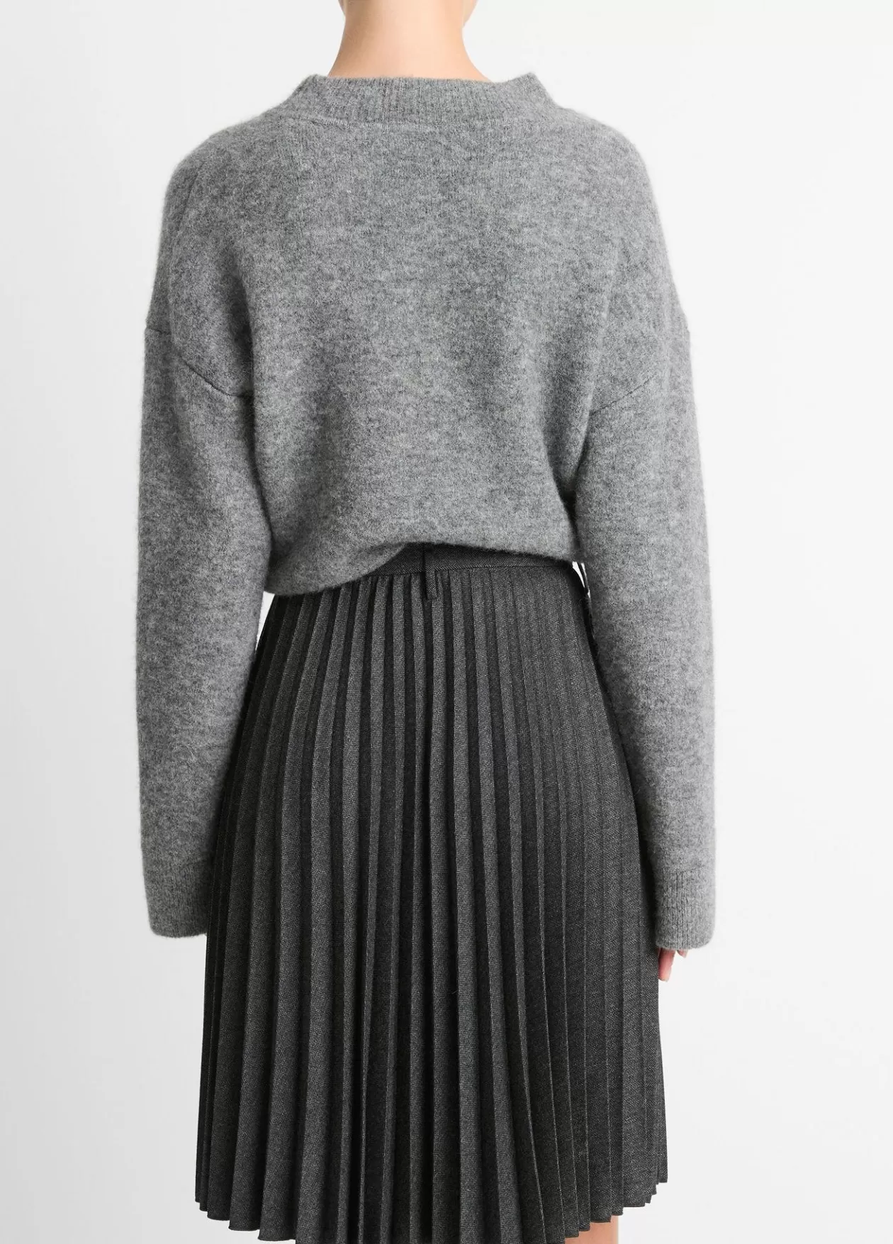 pleated_italian_herringbone_woolblend_skirt_3.webp Shop Vince Pleated Italian Herringbone Wool-Blend Skirt charcoal