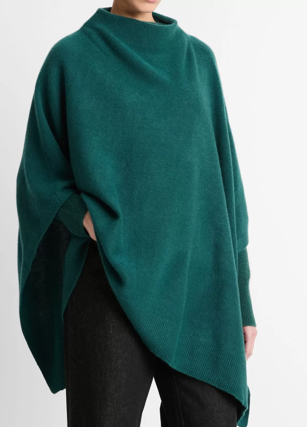 Hot Vince Plush Cashmere Funnel Neck Poncho juniper