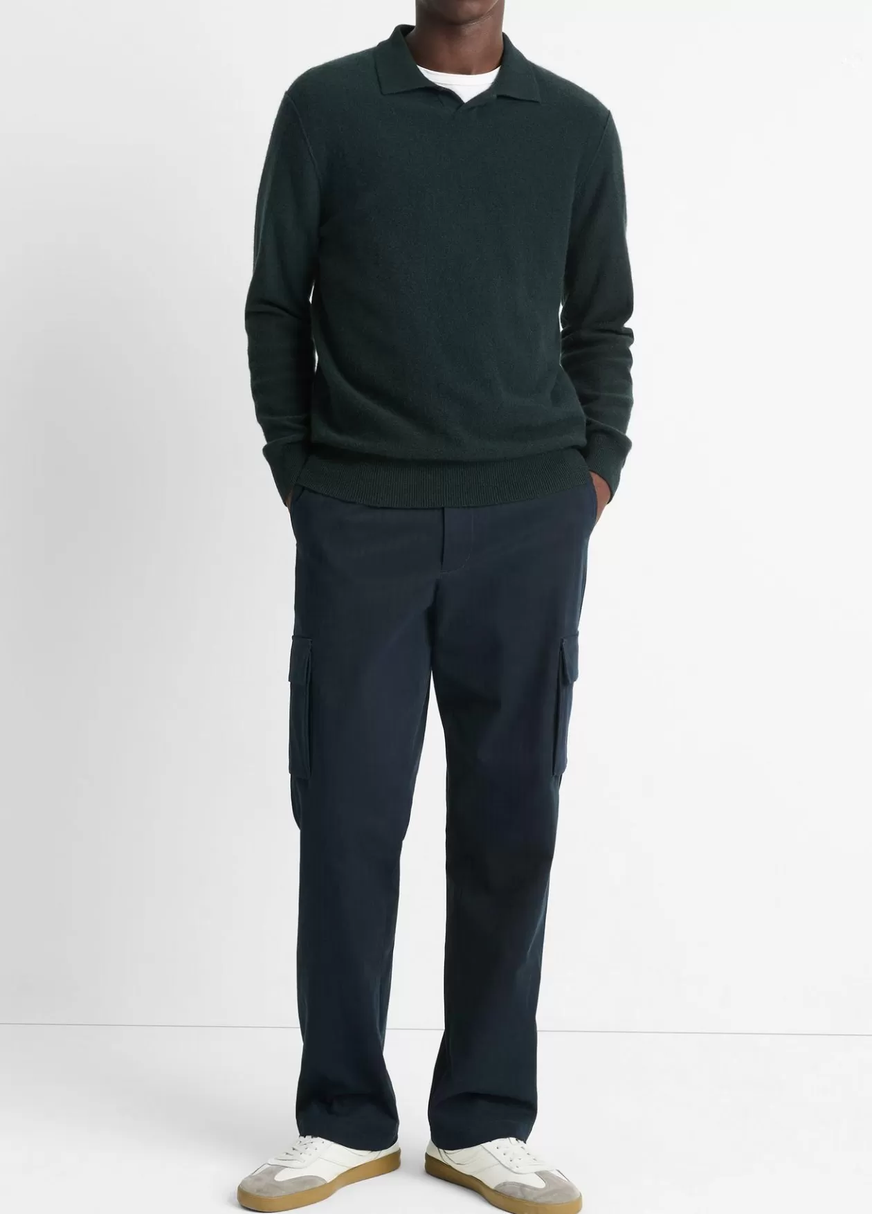 Online Vince Plush Cashmere Johnny-Collar Polo deep jewel