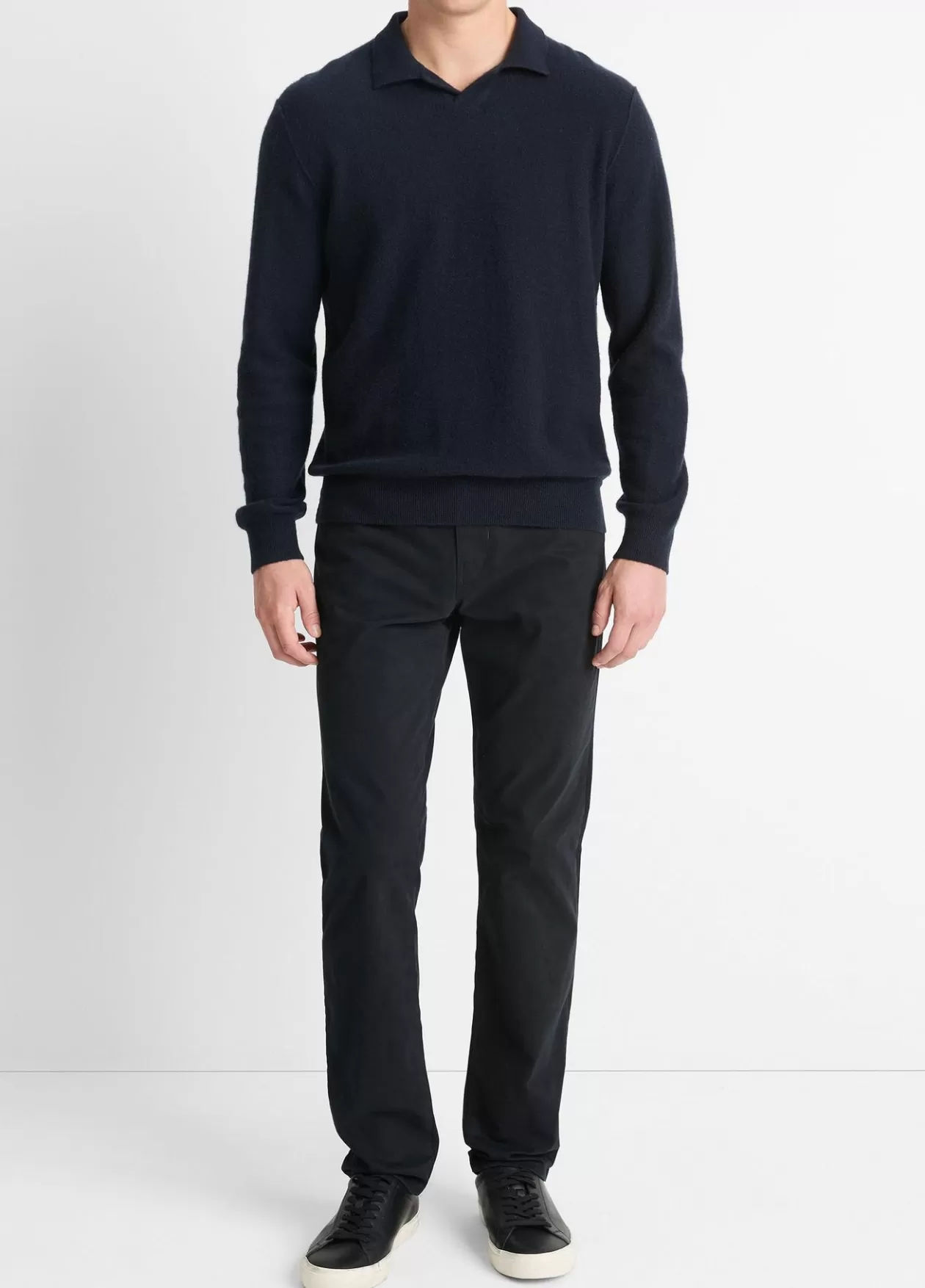 Hot Vince Plush Cashmere Johnny-Collar Polo coastal blue