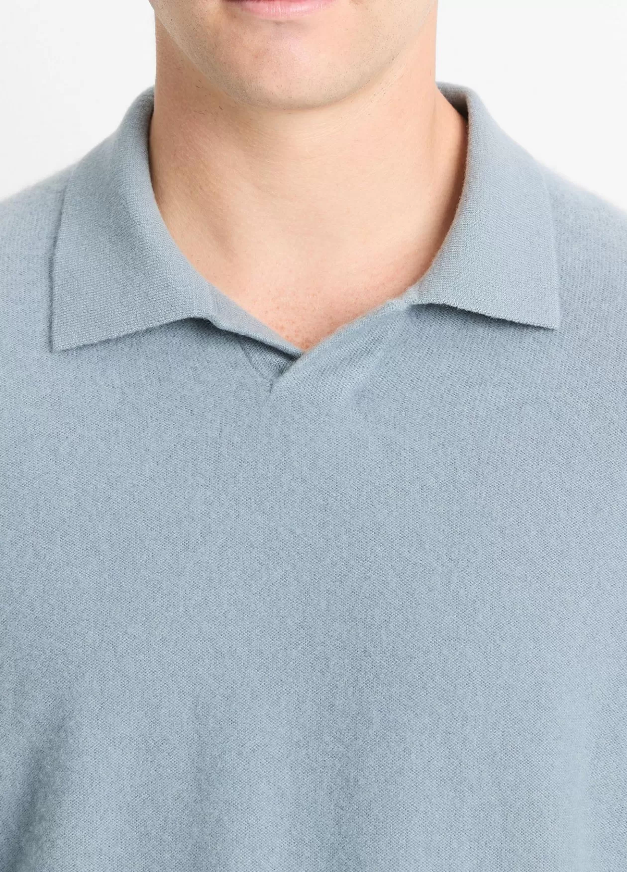 Online Vince Plush Cashmere Johnny-Collar Polo light blue spruce