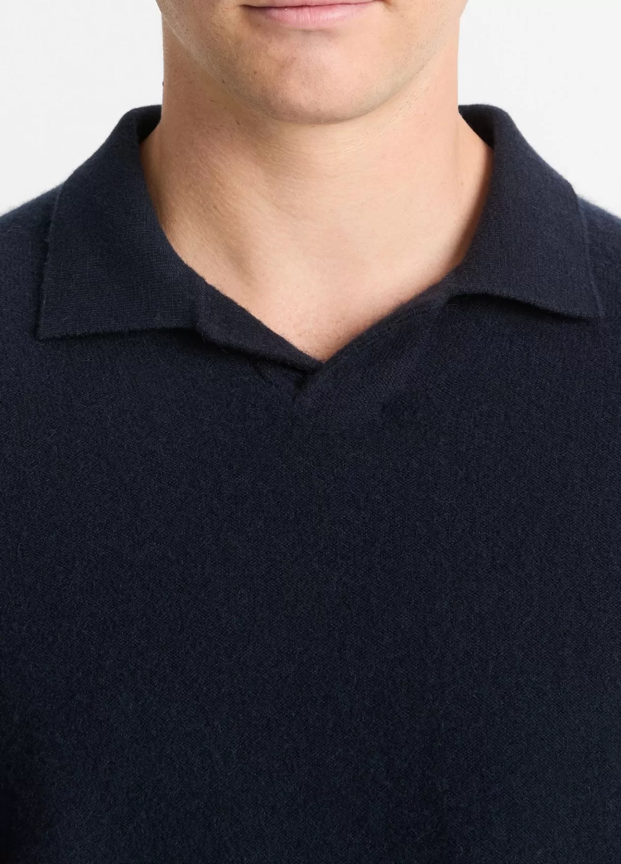 Hot Vince Plush Cashmere Johnny-Collar Polo coastal blue