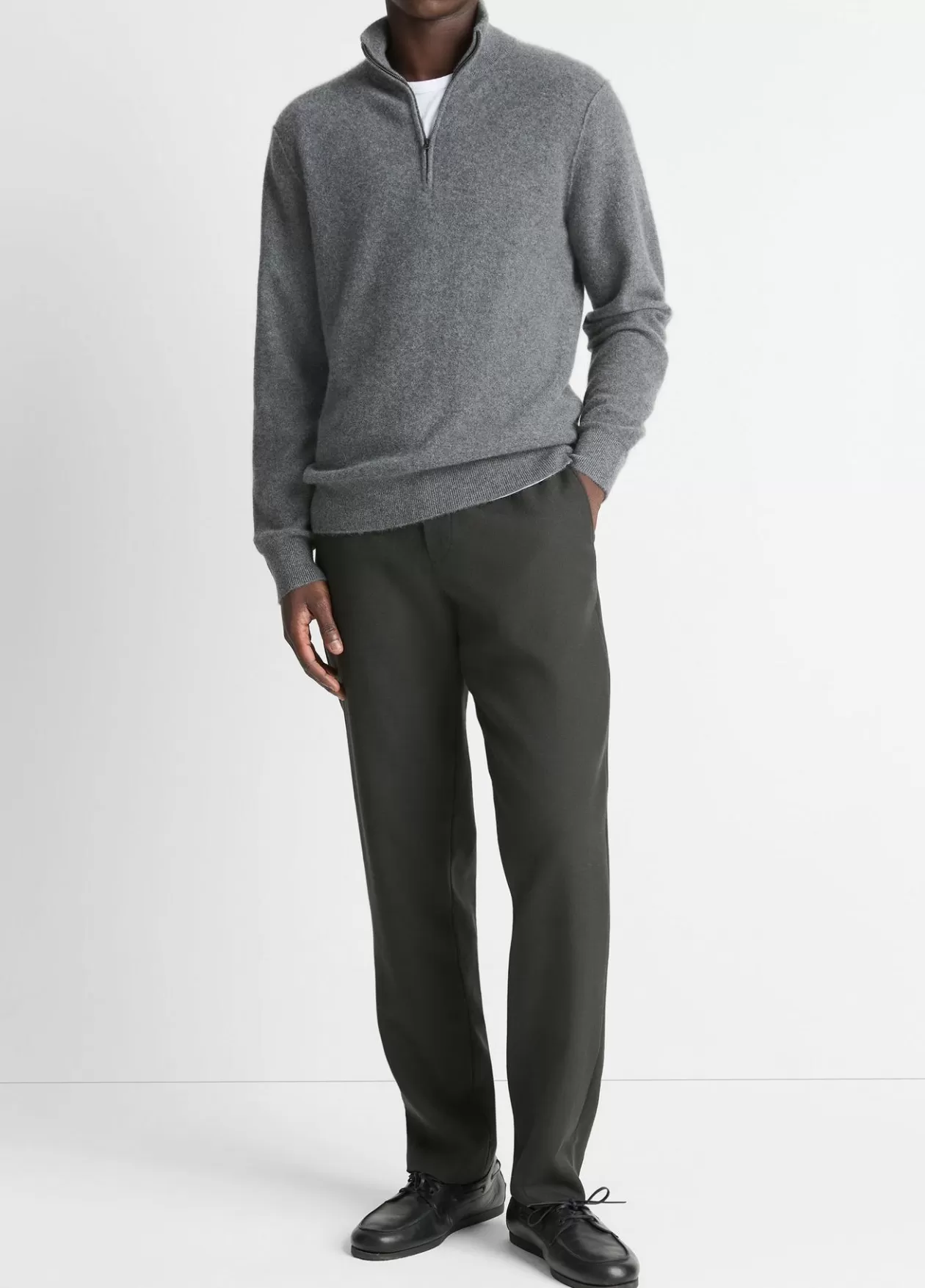 Hot Vince Plush Cashmere Quarter-Zip Sweater medium heather grey