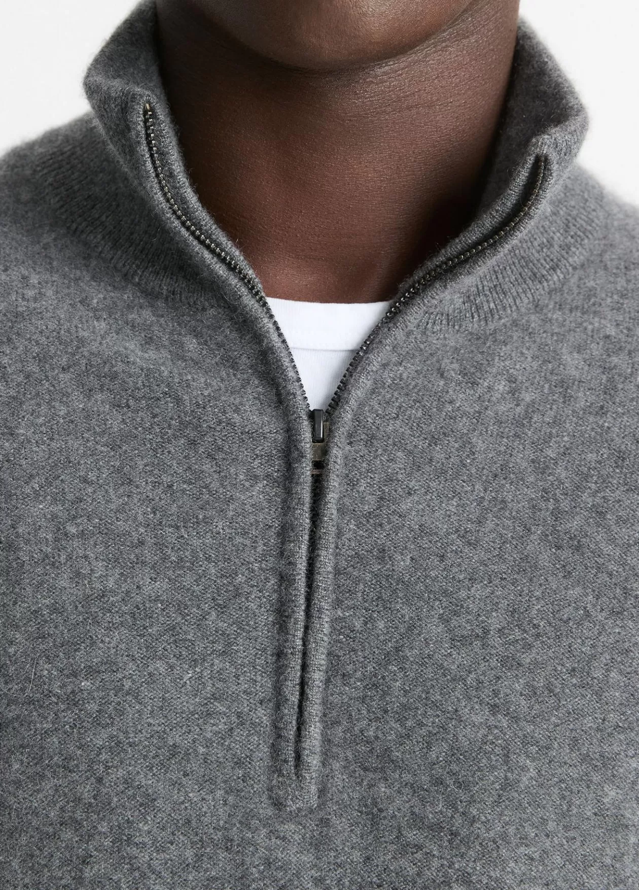 Hot Vince Plush Cashmere Quarter-Zip Sweater medium heather grey