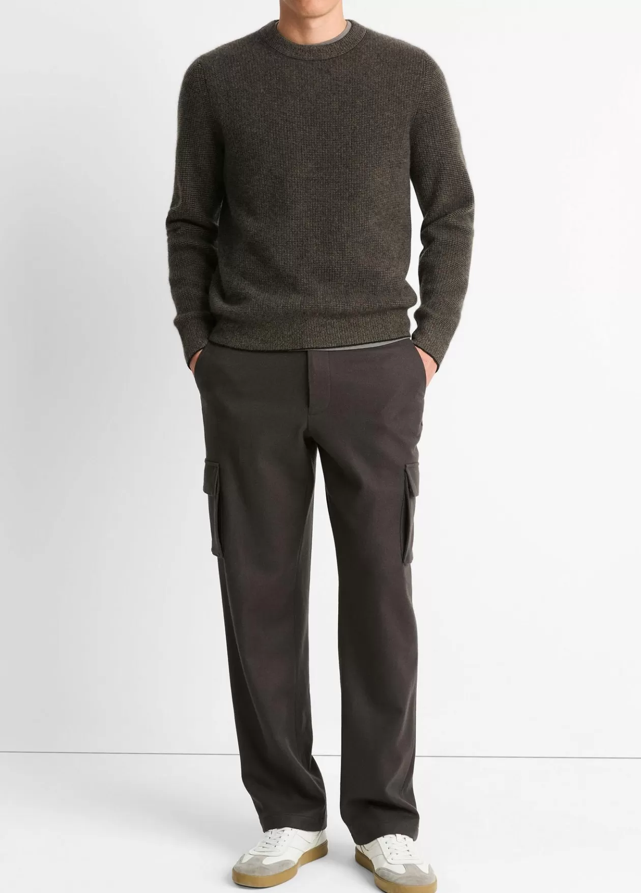 Outlet Vince Plush Cashmere Thermal Crew Neck Sweater black/frog