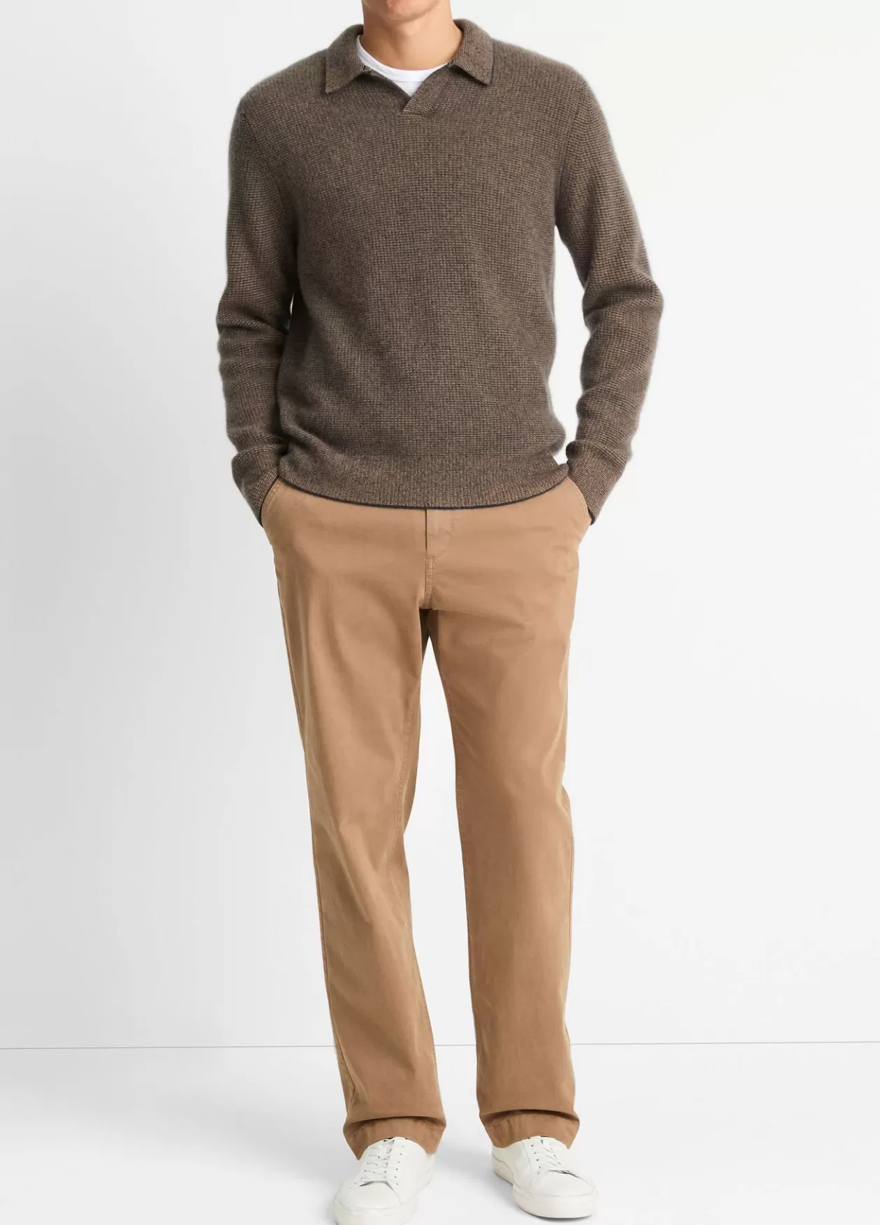 Outlet Vince Plush Cashmere Thermal Johnny-Collar Sweater cedar/coastal blue