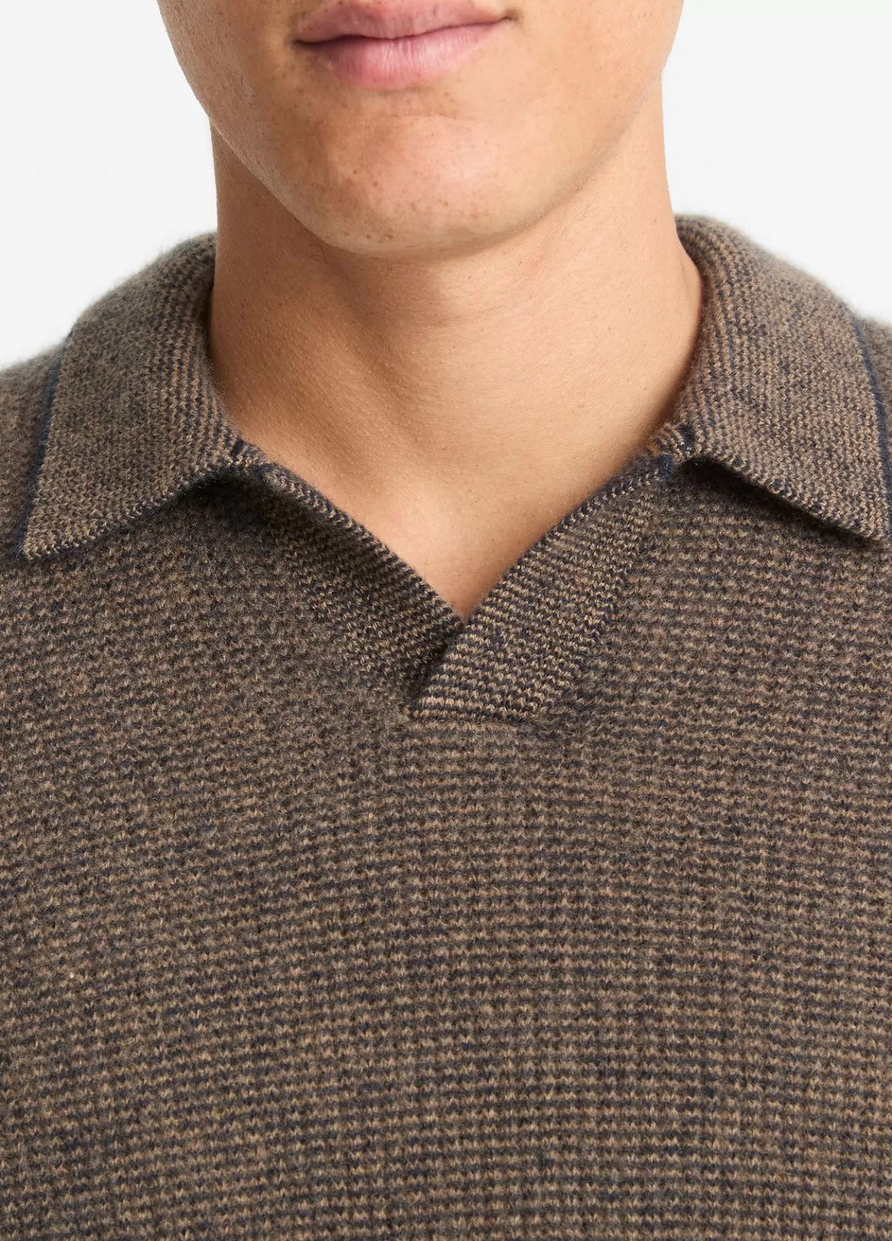 Outlet Vince Plush Cashmere Thermal Johnny-Collar Sweater cedar/coastal blue