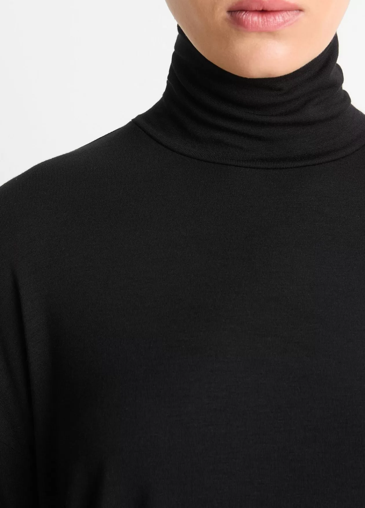 New Vince Relaxed Long-Sleeve Turtleneck Top black