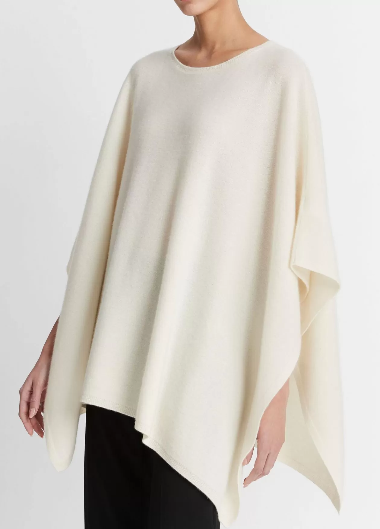 Outlet Vince Reverse-Jersey Cashmere Boat-Neck Poncho optic white