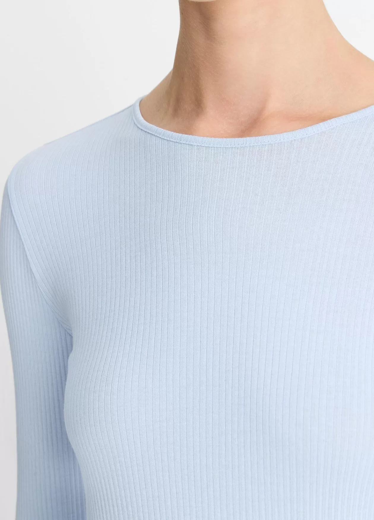 Cheap Vince Ribbed Pima Cotton Long-Sleeve T-Shirt kyanite