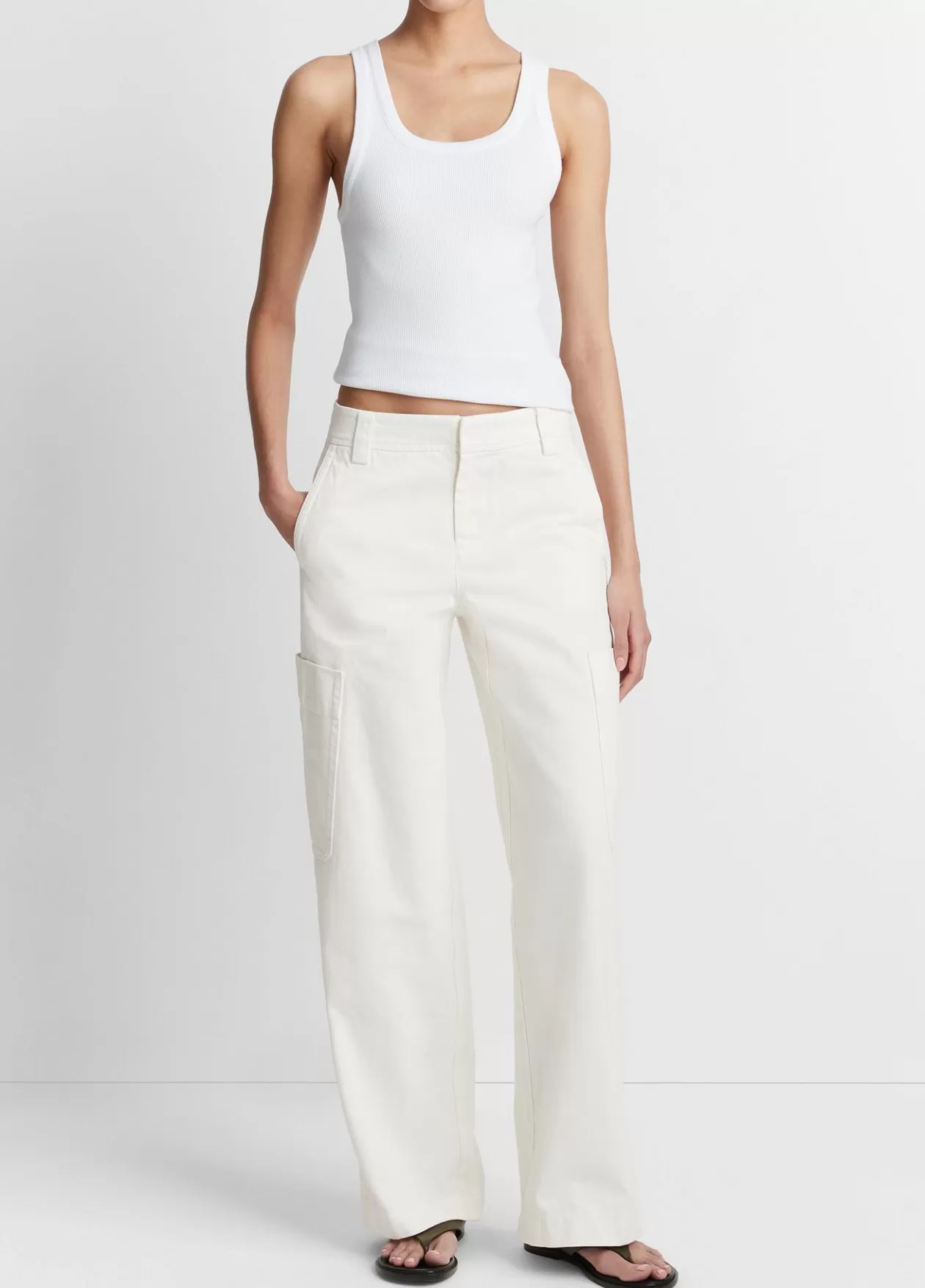 Hot Vince Ribbed Scoop-Neck Tank optic white