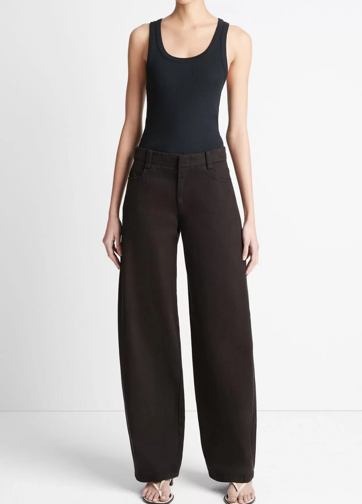 Cheap Vince Ribbed Scoop-Neck Tank black